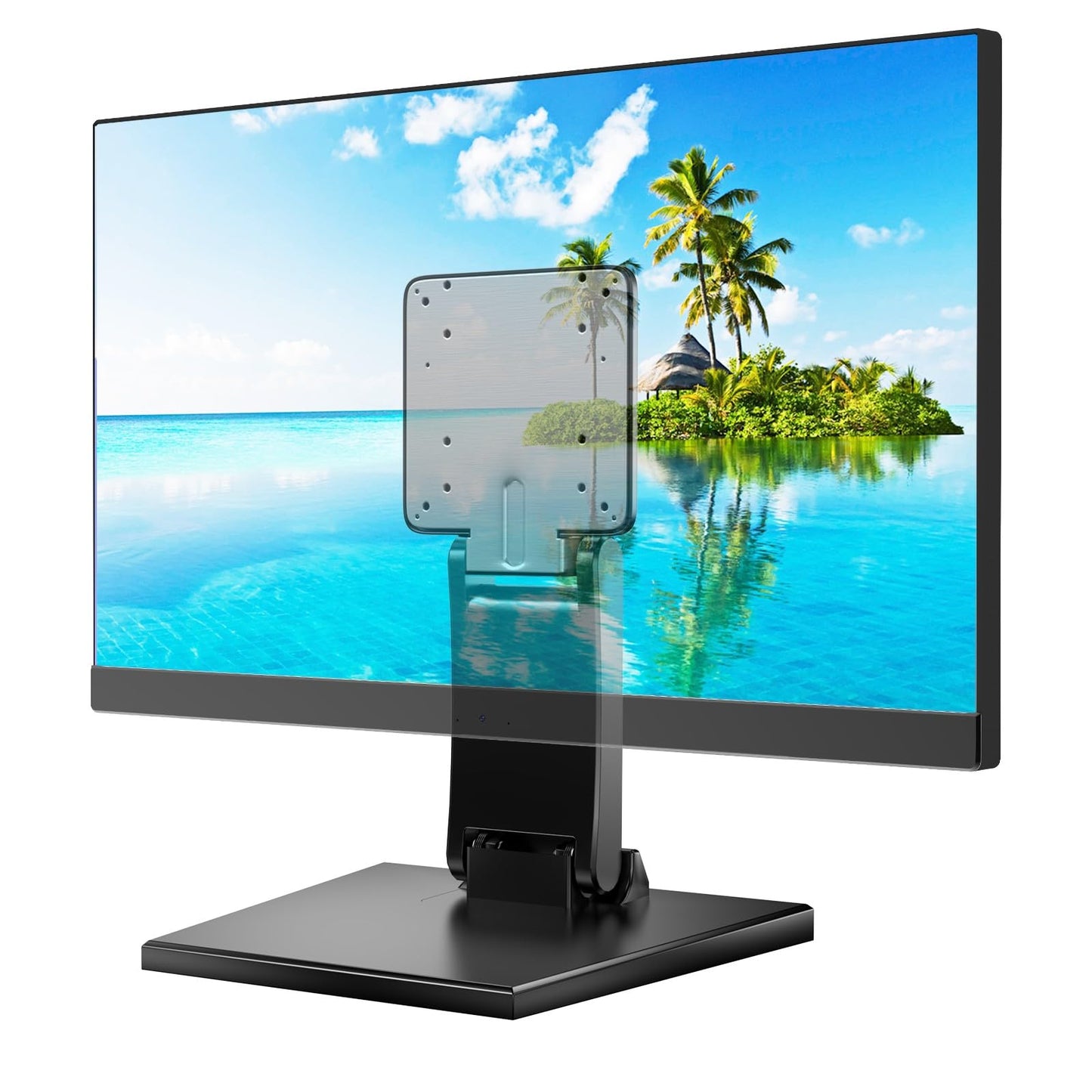 Jakeko Lay Flat Low Profile Monitor Stand - for 14-24" Screens Ergonomic Adjustable Desktop Mount with 100x100mm Compatibility - Steel