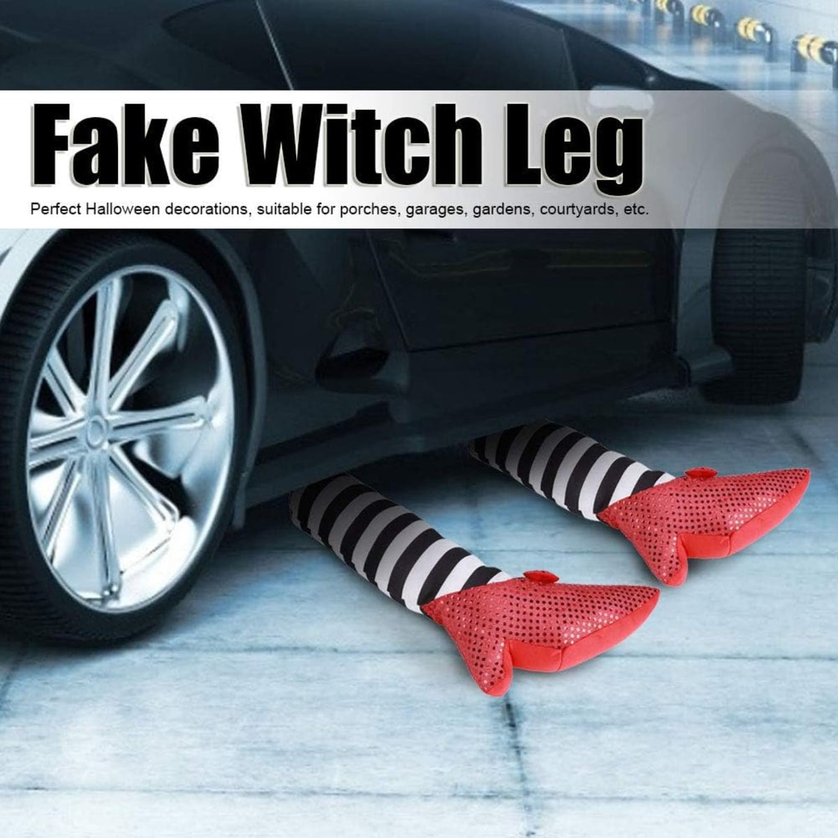 Wicked Witch Legs Prop – Halloween Decoration with Red Shoes, Fake Legs for Haunted House, Indoor & Outdoor Party Decor