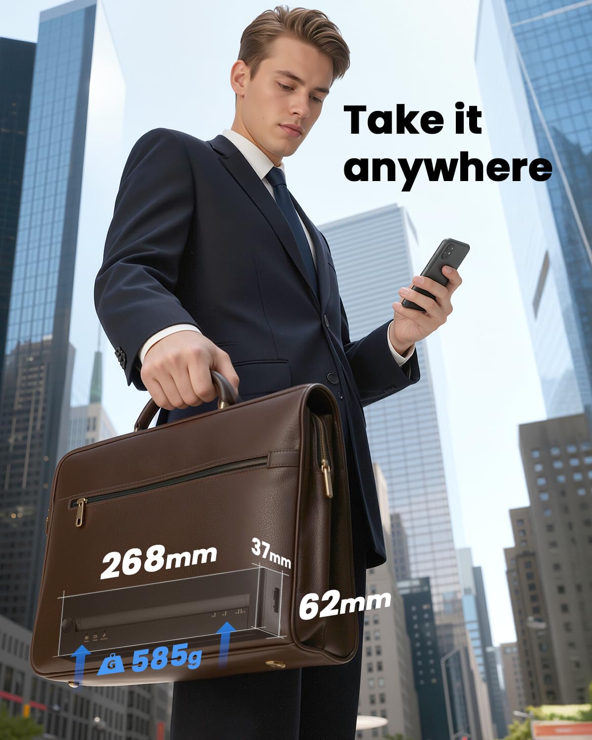 TATTMUSE Inkless Portable Printers Wireless for Travel, Small Thermal Printer Compatible with iPhone Laptop, Bluetooth Mobile Printer for School/Office/Home Use Support 8.5" X 11" Thermal Paper