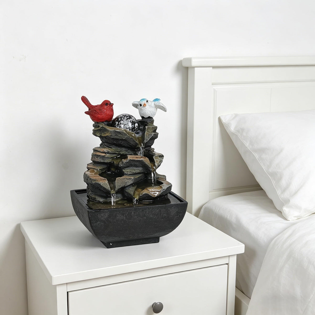 Indoor Water Fountain, Small Water Fountain Indoor, Indoor Water Feature with Desk Waterfall, Zen Table Top Fountains for Home Office Desk Decor, Mini Tabletop Fountains