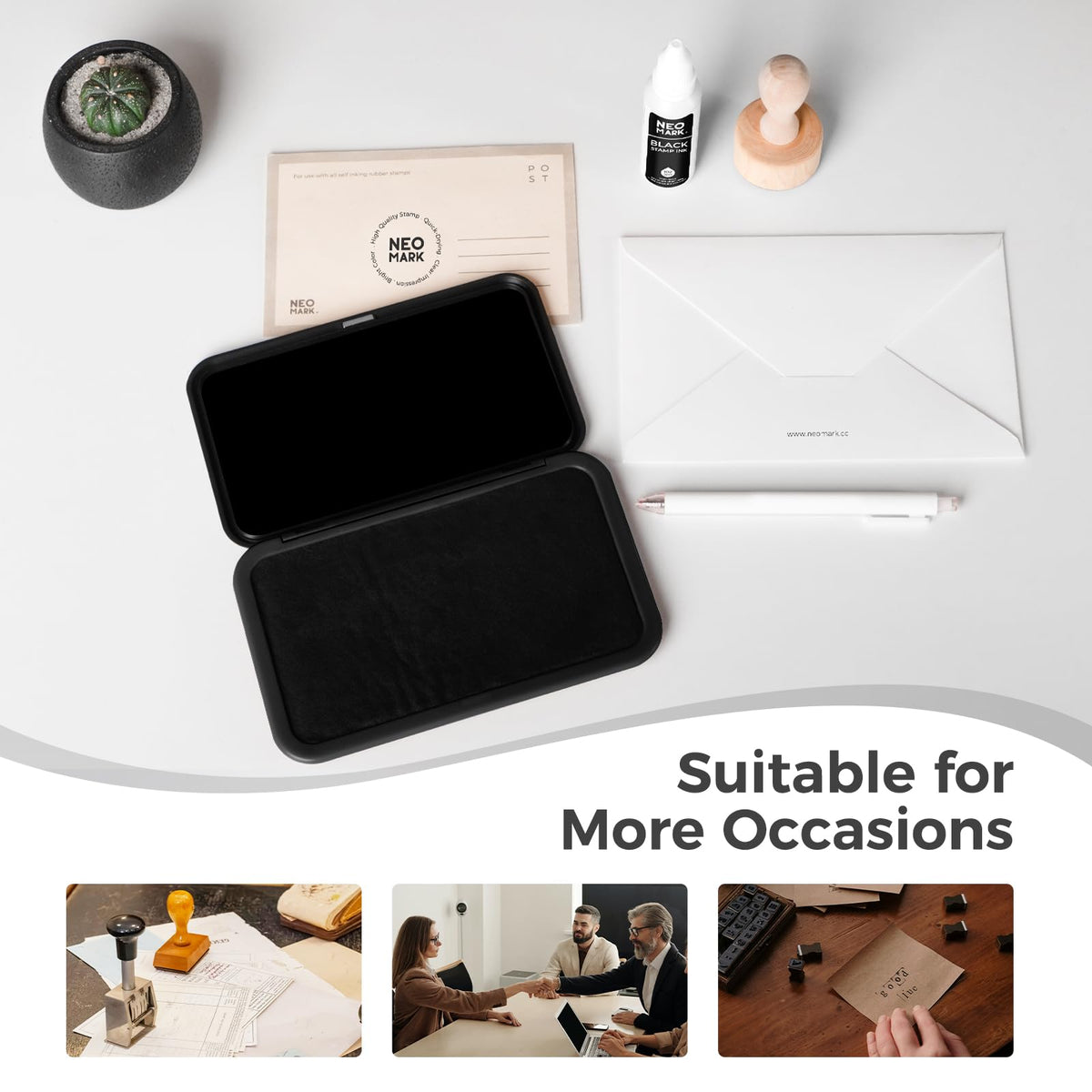 NEO MARK Large Stamp Pad - 3.50"x 6.25", Magnetic Lid, Premium Quality Felt Stamp Pad (Black)