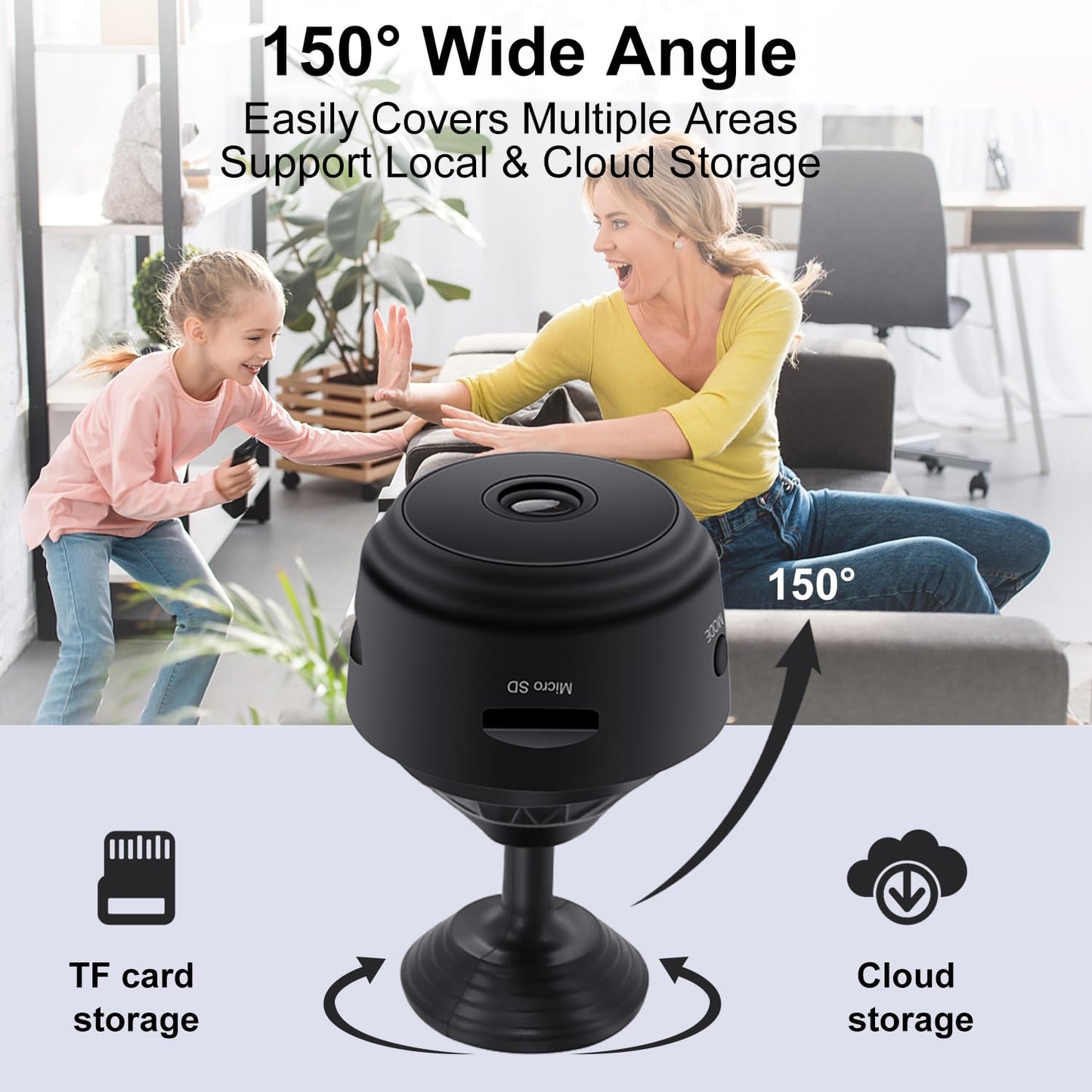 Smilephil Hidden Camera - Spy Cameras - Nanny Cam - WiFi Wireless Cam - 1080P HD Small Camera with Motion Detection and Night Vision，Security Cameras for Home/Office/Baby Monitoring-A9