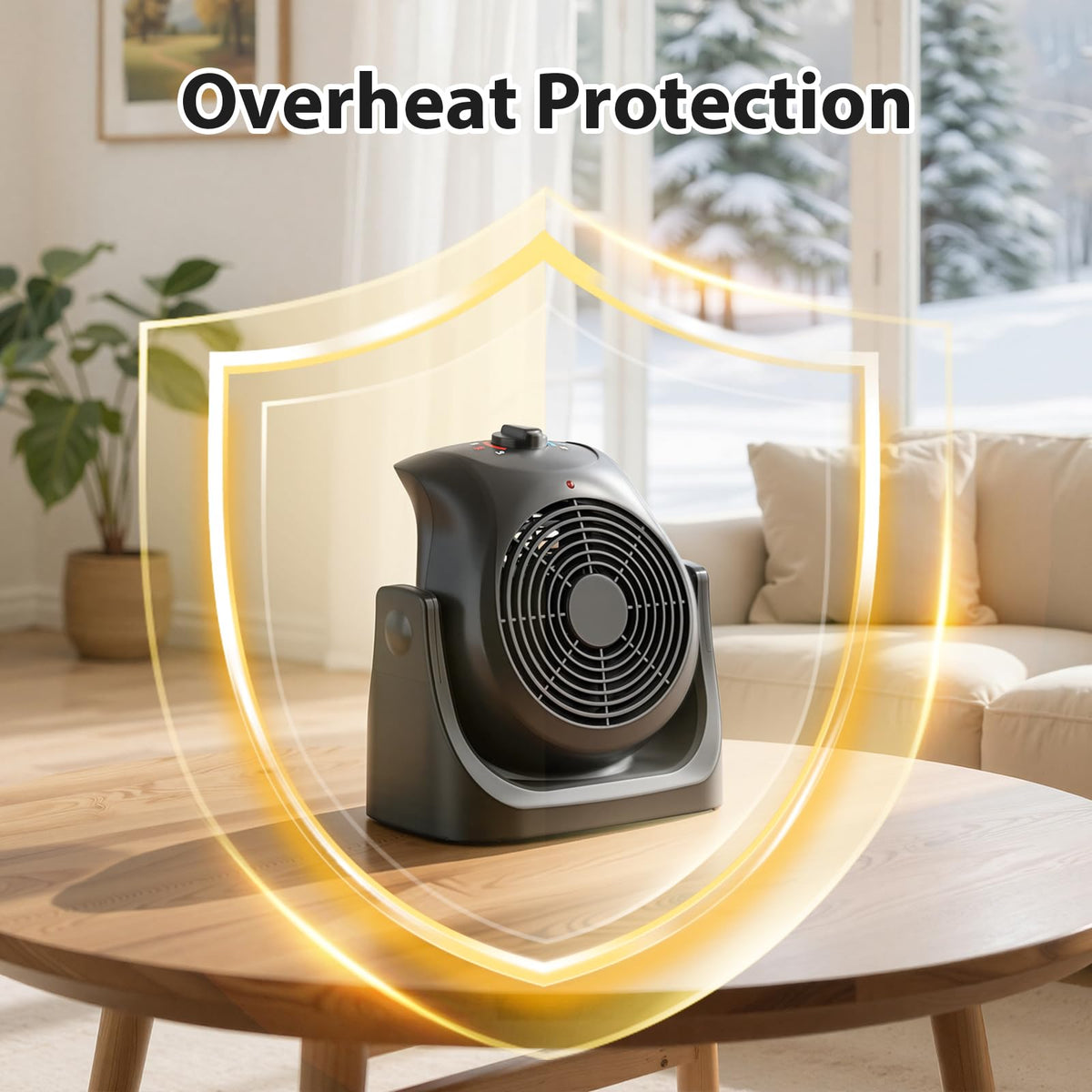 2 in 1 Heater and Fan Combo, Portable Heating and Cooling Fan, Personal Air Calculator Fan with 45° Adjustable, 2 Wind Speeds & Overheat Protection, 1500 & 750W Space Heater for Indoor Use Home Office