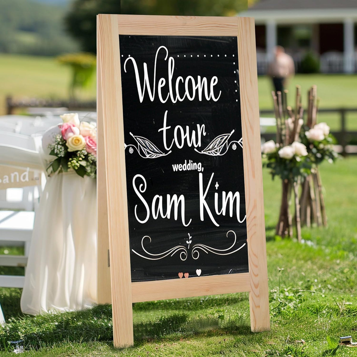 20x40 Inch Chalk Board Sign, Chalkboard Signs, A Frame Menu Easel, Sandwich Outdoor Large Standing Blackboard, Business for Outside Businesses Sidewalk - Pizarras Pizarrones Negocios