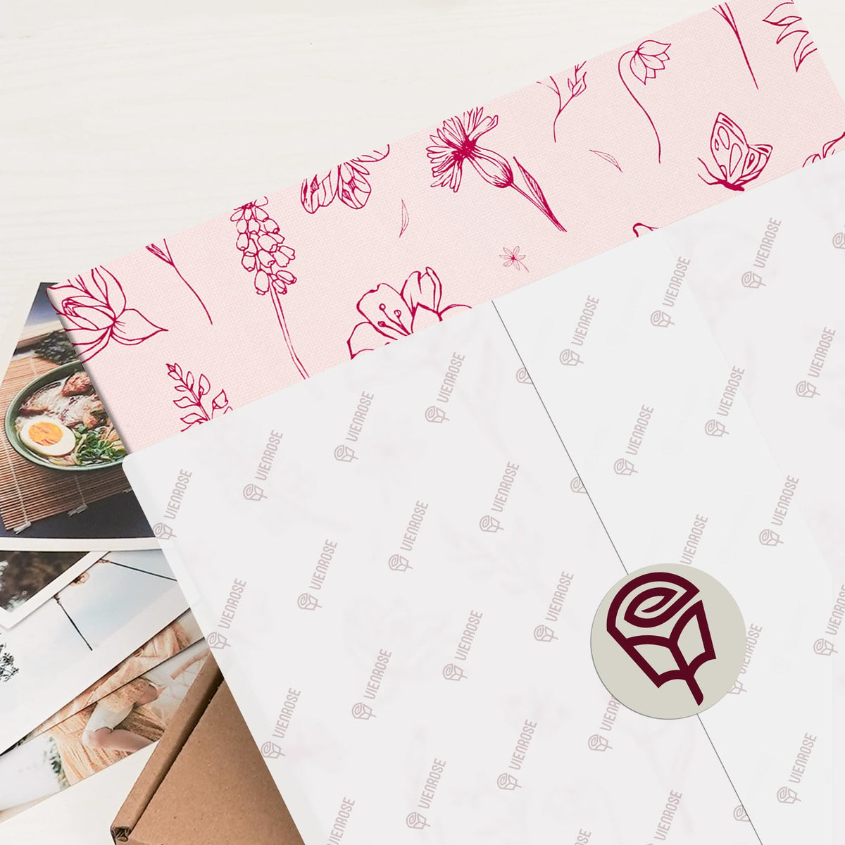 Vienrose Self Adhesive Photo Album for 4X6 8X10 Pictures, Linen Cover Scrapbook Pink Flower Printed Memory Book, 40 Blank Pages with A Metallic Pen for Baby Family Graduation Wedding Memories