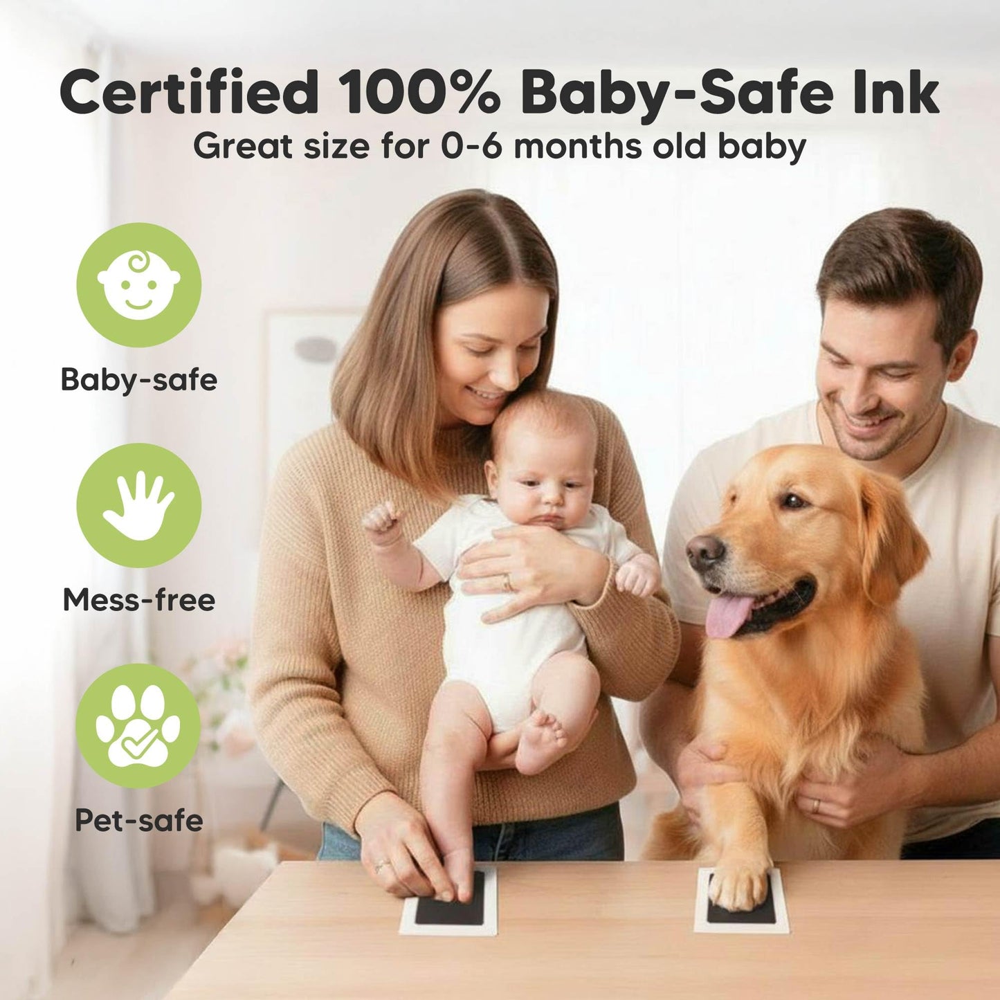 4-Pack Inkless Baby Hand and Footprint Kit - Mess Free Ink Pad for Newborn Keepsake, Dog Nose & Paw Print Kit, Clean Touch Ink Pad for Baby Hand & Footprints, First Mother's Day (Jet Black)