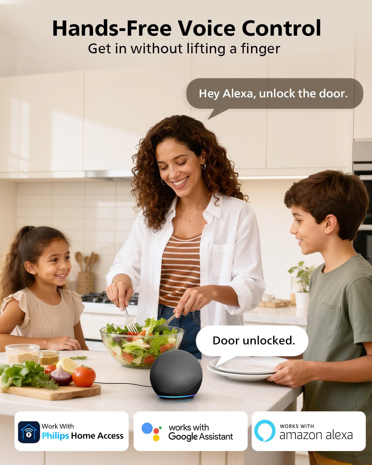 Philips WiFi Smart Door Lock with Handle, Built-in WiFi App Remote Control, Keyless Entry Door Locks for Front Door, Smart Deadbolt Auto Lock, Support Alexa & Google, IP54 Waterproof, Matte Black