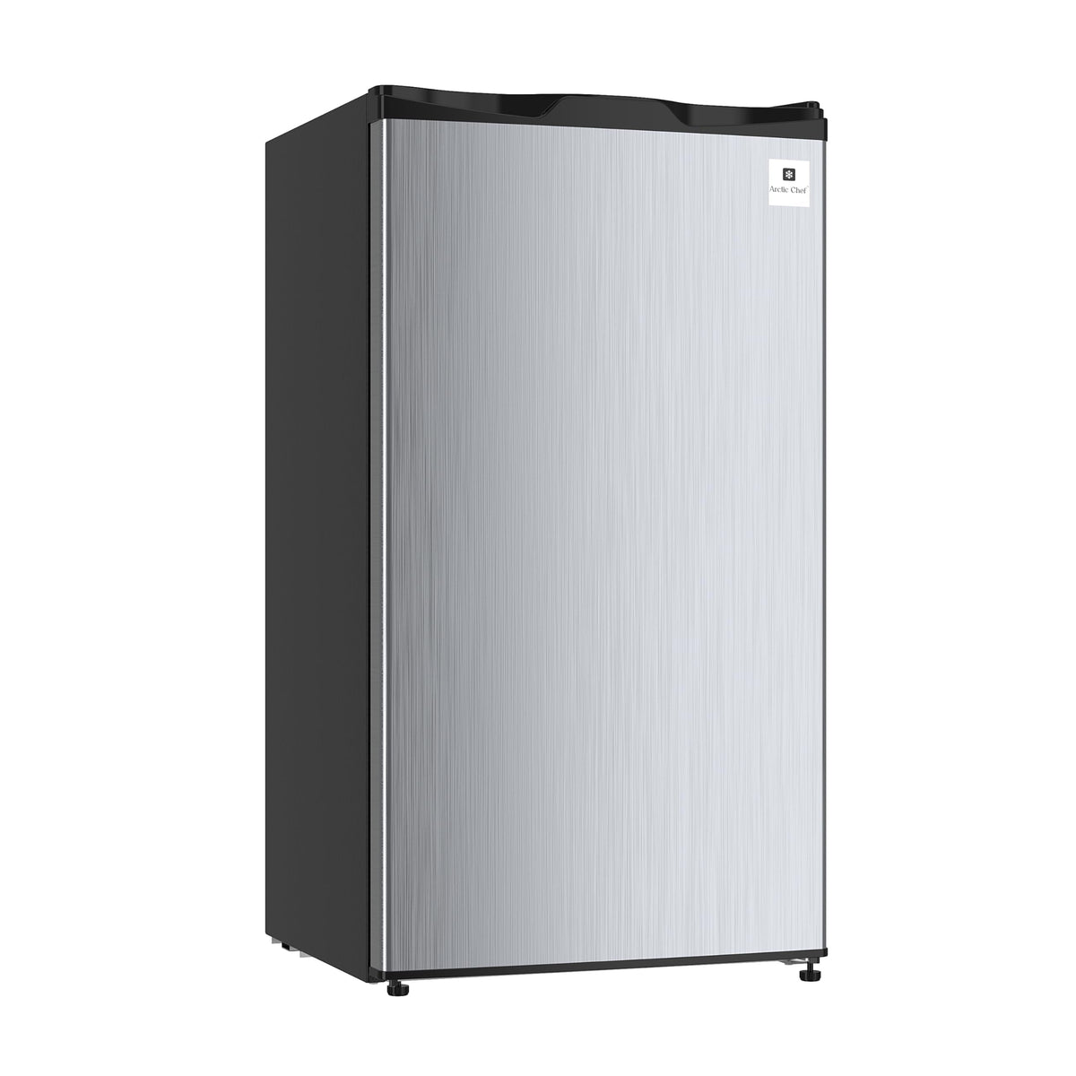 ARCTIC CHEF Mini Refrigerator, Compact Freezer Compartment, Adjustable Thermostat Control, Reversible Door, Ideal Fridge for Dorm, Office, Apartment, Platinum Stainless, 3.2 Cubic Feet