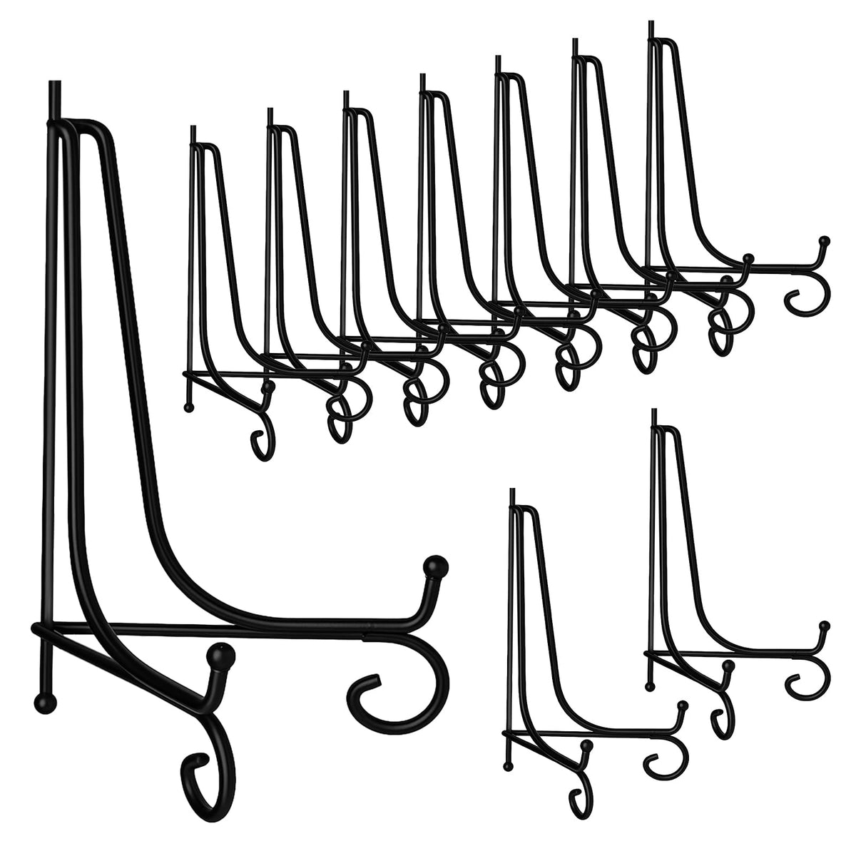 10 Packs Iron Display Stand, 10" Premium Black Iron Plate Stands Picture Stand Photo Stand for Display, Foldable Easel Stand Decorative Metal Plate Holders Display Stand for Frame Book Card Collection