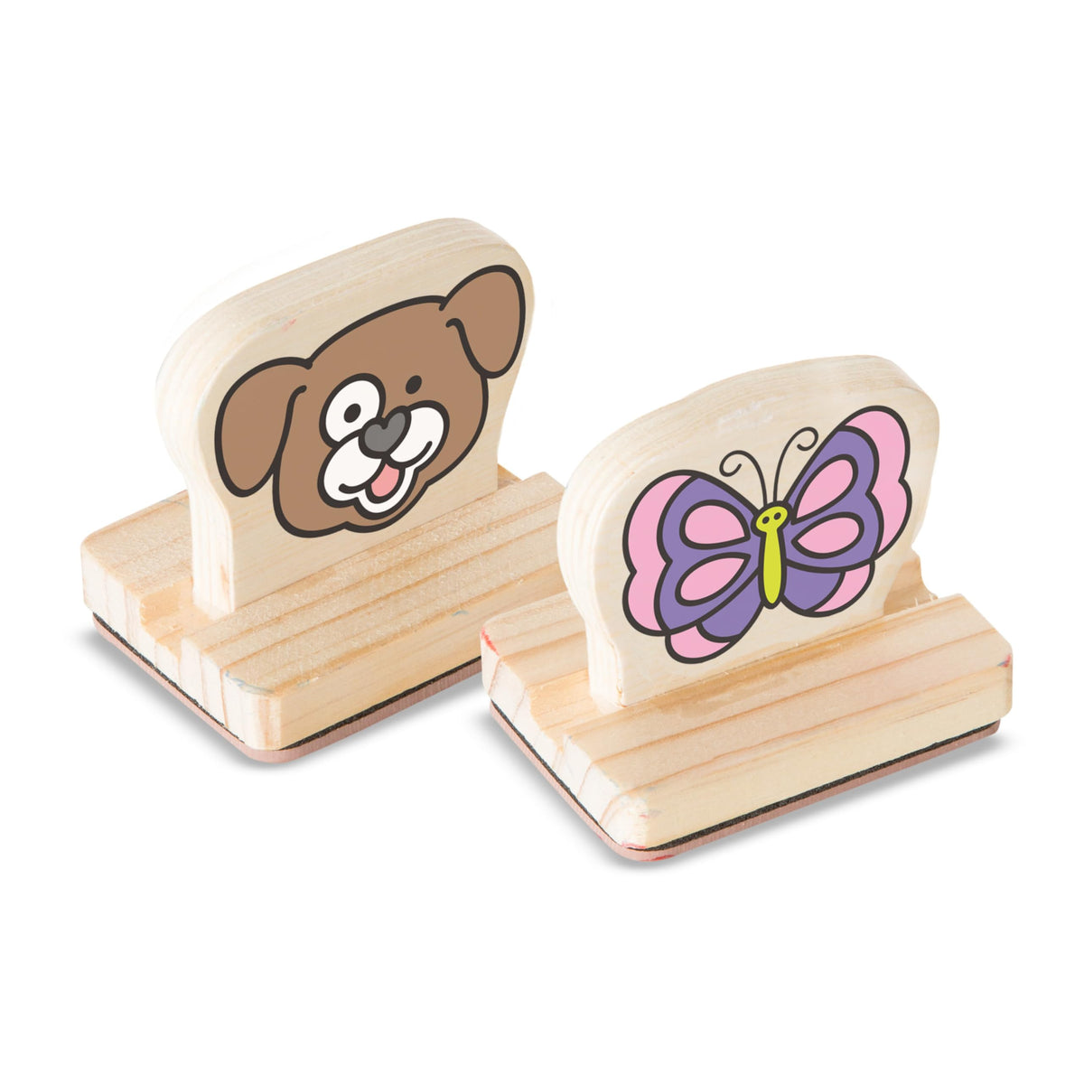 Melissa & Doug My First Wooden Stamp Set Favorites (8 Stamps with Handles, 2 Washable Ink Pads) Wooden Kids Stamps with Handles Set, for Kids Ages 3+