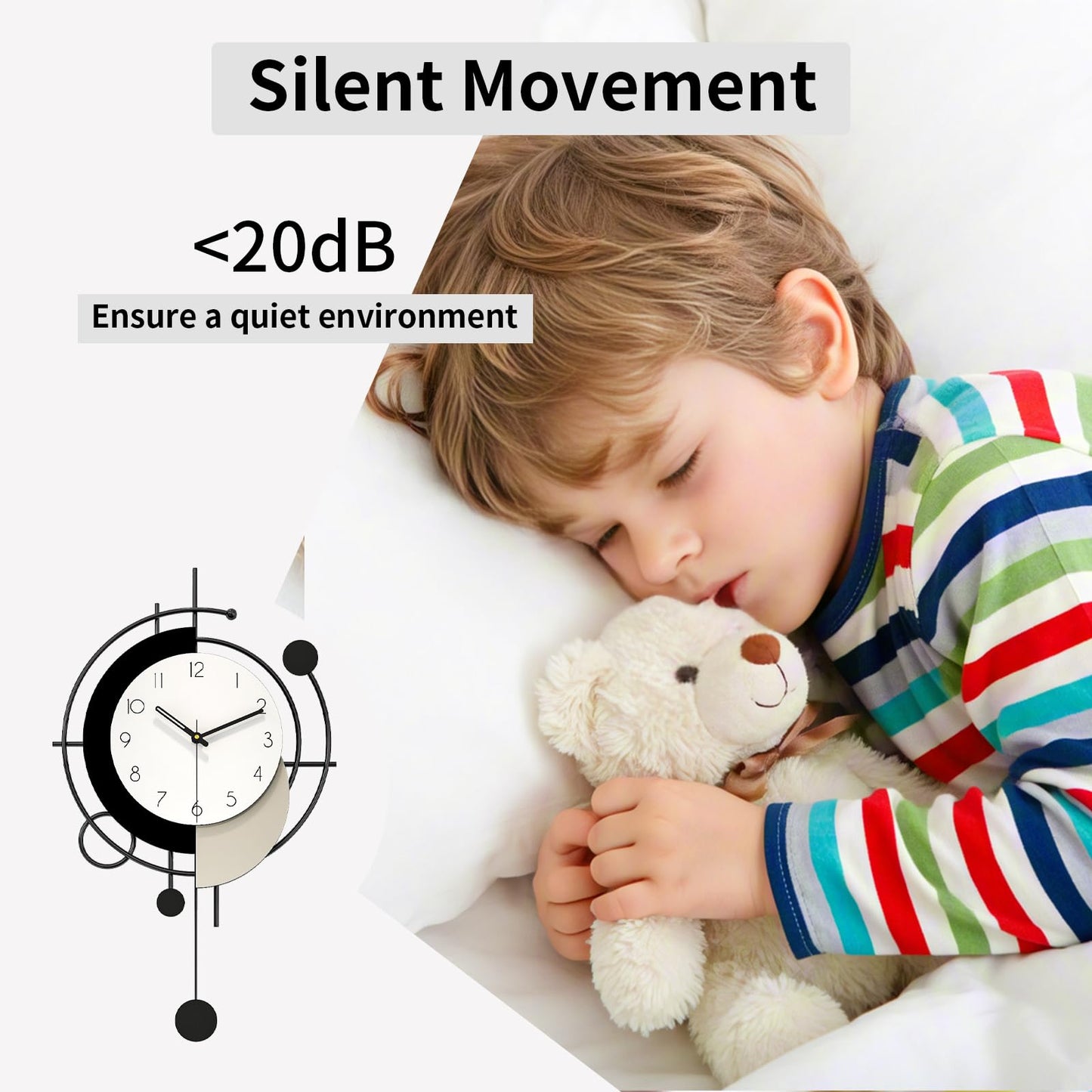 JTWALCLOCK Large Wall Clock for Living Room Decor Modern Decorative Black Wood Wall Clock with Pendulum Battery Operated Non Ticking for Kitchen Bedroom Office 23 Inch Big Silent Art Clock for Home