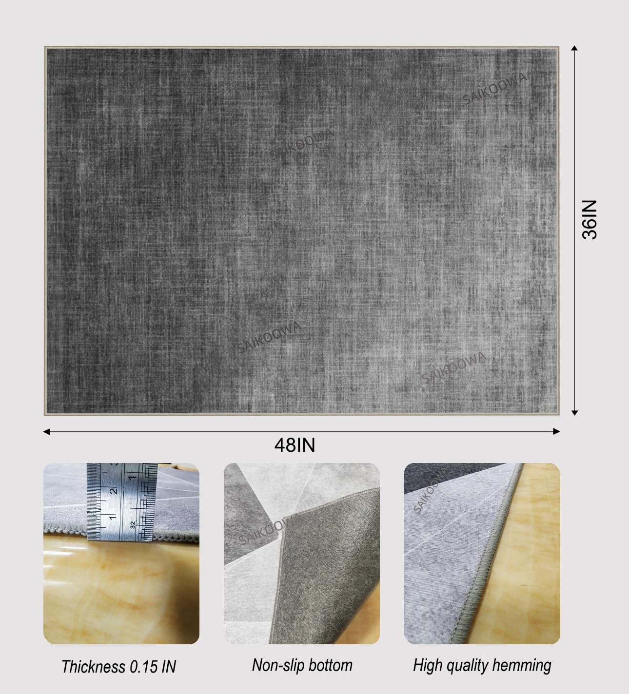 Chair Mat for Hardwood Floor,48"*36" Under Desk Mat for Rolling Computer Chair &Low Pile Carpet Floor,Anti-Slip Floor Protector for Home Office Light Gray