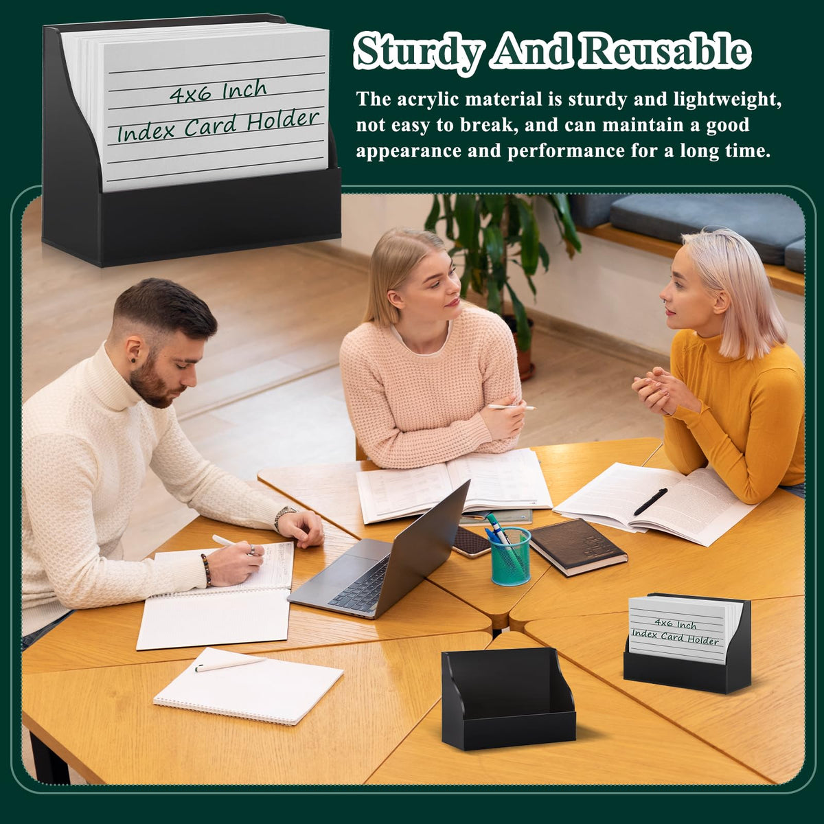 SHIQIKEJIPTY 2PCS Acrylic Index Card Holder 4x6 Black Note Card Organizer Box Card Display Stand Business Card Organizer Box Postcard Display Rack for Desk Office Classroom 4.7*2.3*6.3 Inch(No Card)
