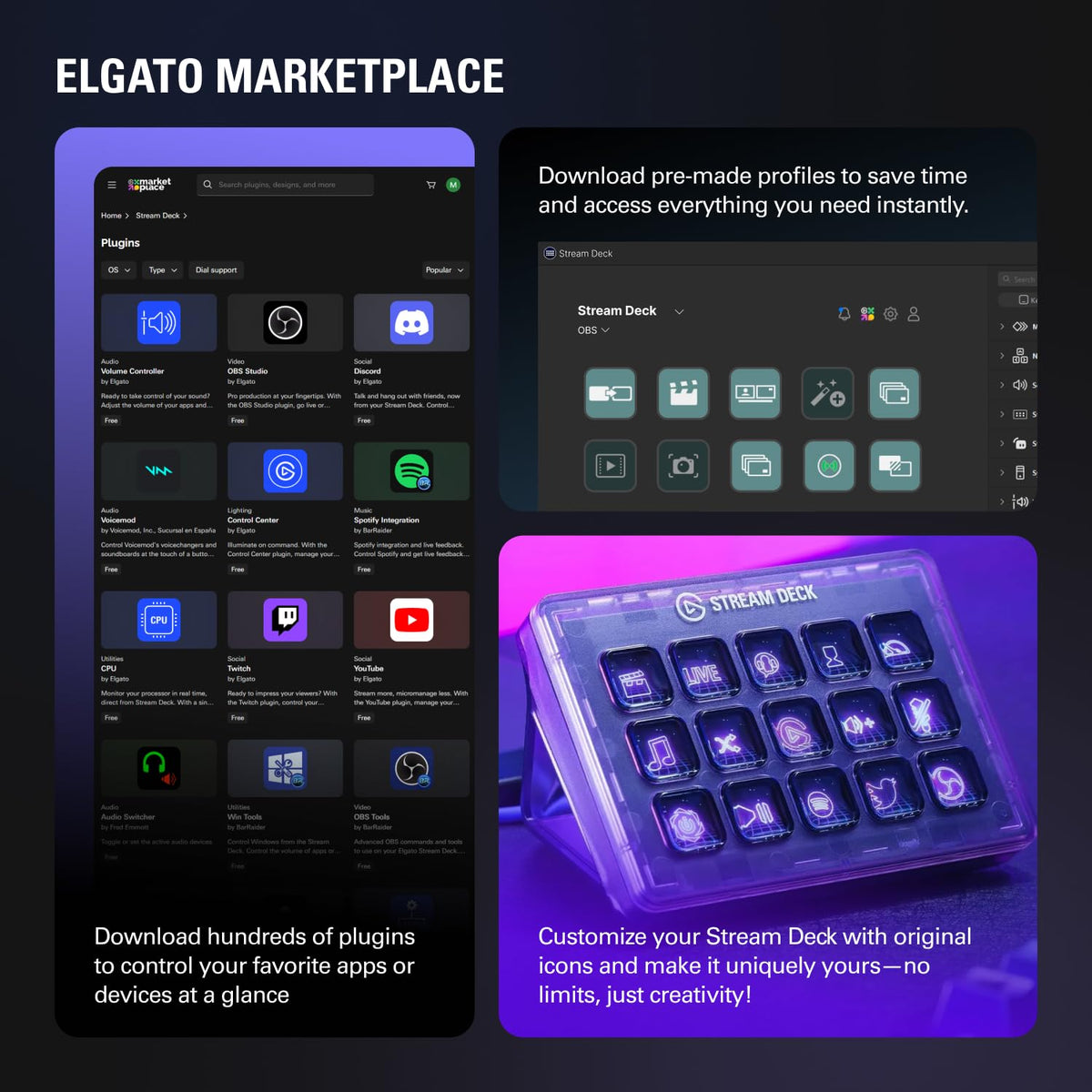 Elgato Stream Deck MK.2 – Studio Controller, 15 macro keys, trigger actions in apps and software like OBS, Twitch, YouTube and more, USB, works with Mac and PC