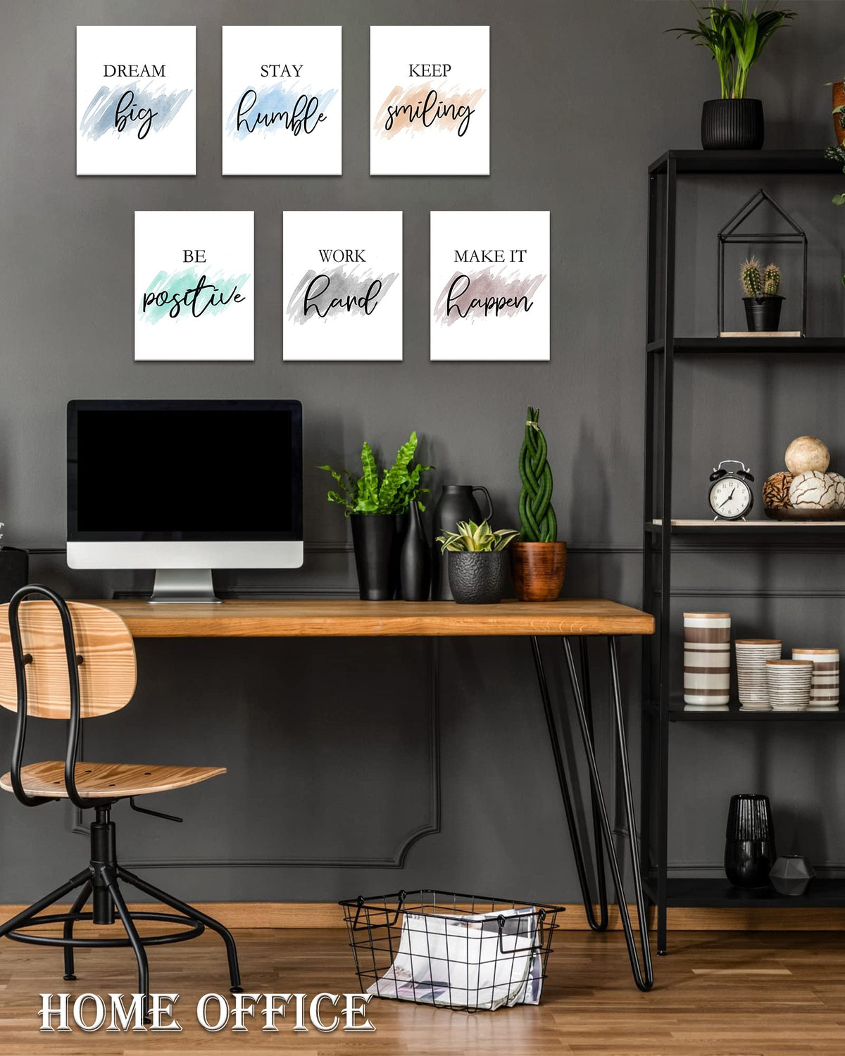 𝗗𝗿𝘀𝗼𝘂𝗺 Motivational Wall Decor Inspirational Office Wall Art Quotes Wall Art for Living Room Encouraging Canvas Posters for Office Bedroom Sayings for Wall Decor - 8” x10” x6 PCS (𝗙𝗿𝗮𝗺𝗲𝗱)