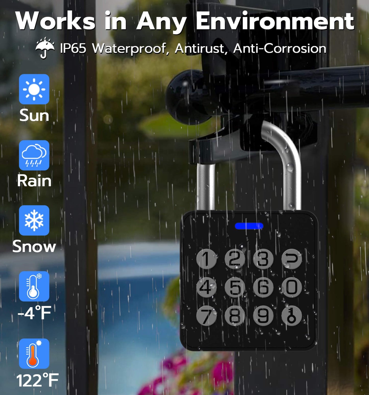 Anweller Fingerprint Gym Locker Lock with Code Keypad, Waterproof Gate Locks for Outdoor Fence, Keyless Entry Smart Combination Padlock, Pad Lock for Locker Storage Unit Shed Pool School