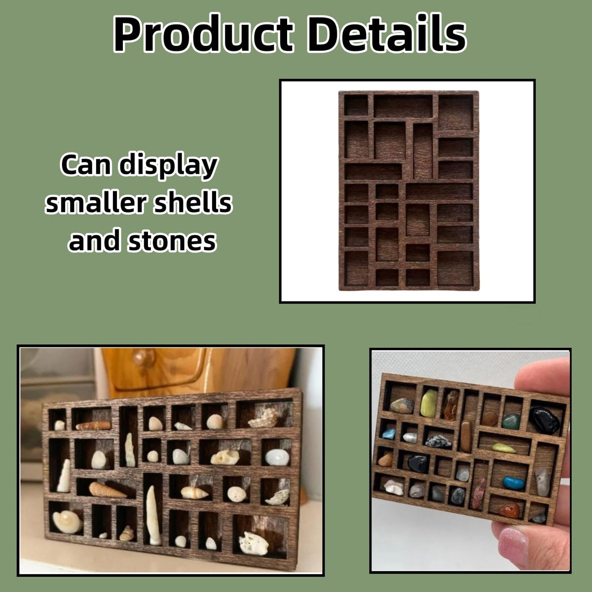 Fyazgop 1 PCS Miniature Wooden Trinket Shelf Wooden Display Shelf for Rocks Collectibles and Wall Decor