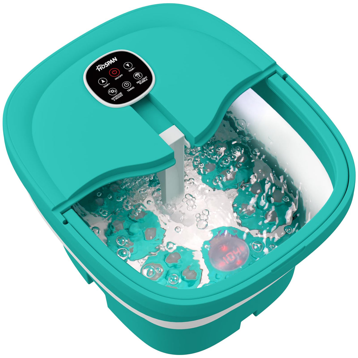 HOSPAN Collapsible Foot Spa Electric Rotary Massage, Foot Bath with Heat, Bubble, Remote, and 24 Motorized Shiatsu Massage Balls. Pedicure Foot Spa for Feet Stress Relief