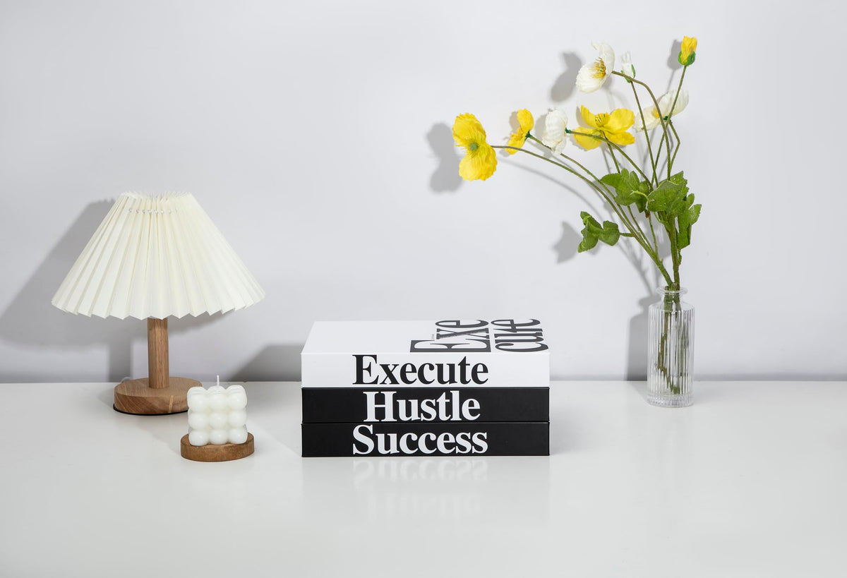 TwoDays Motivational Office Decor: Modern Decorative Books (Set of 3), 6.7 x 9.8 x 1.4 inches