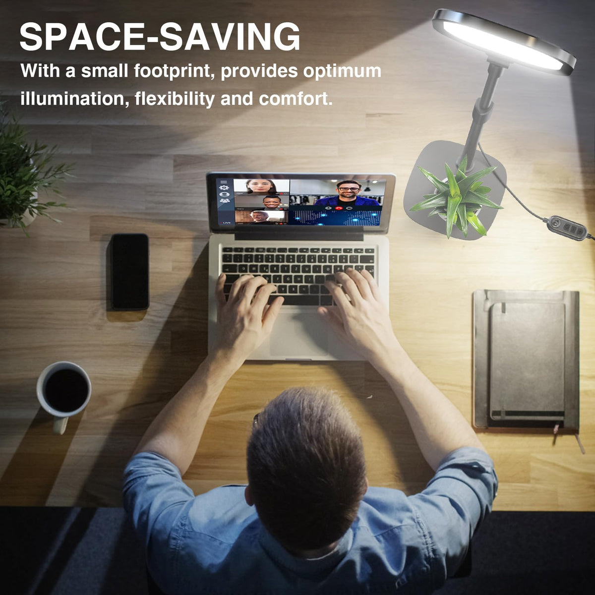 Video Conference Lighting for Zoom Meeting, Ring Light for Desk with Flexible Stand, 30 Light Modes Zoom Lighting for Computer, Desk Ring Light & Memory Function for Video Calls, Live Stream, Webcam