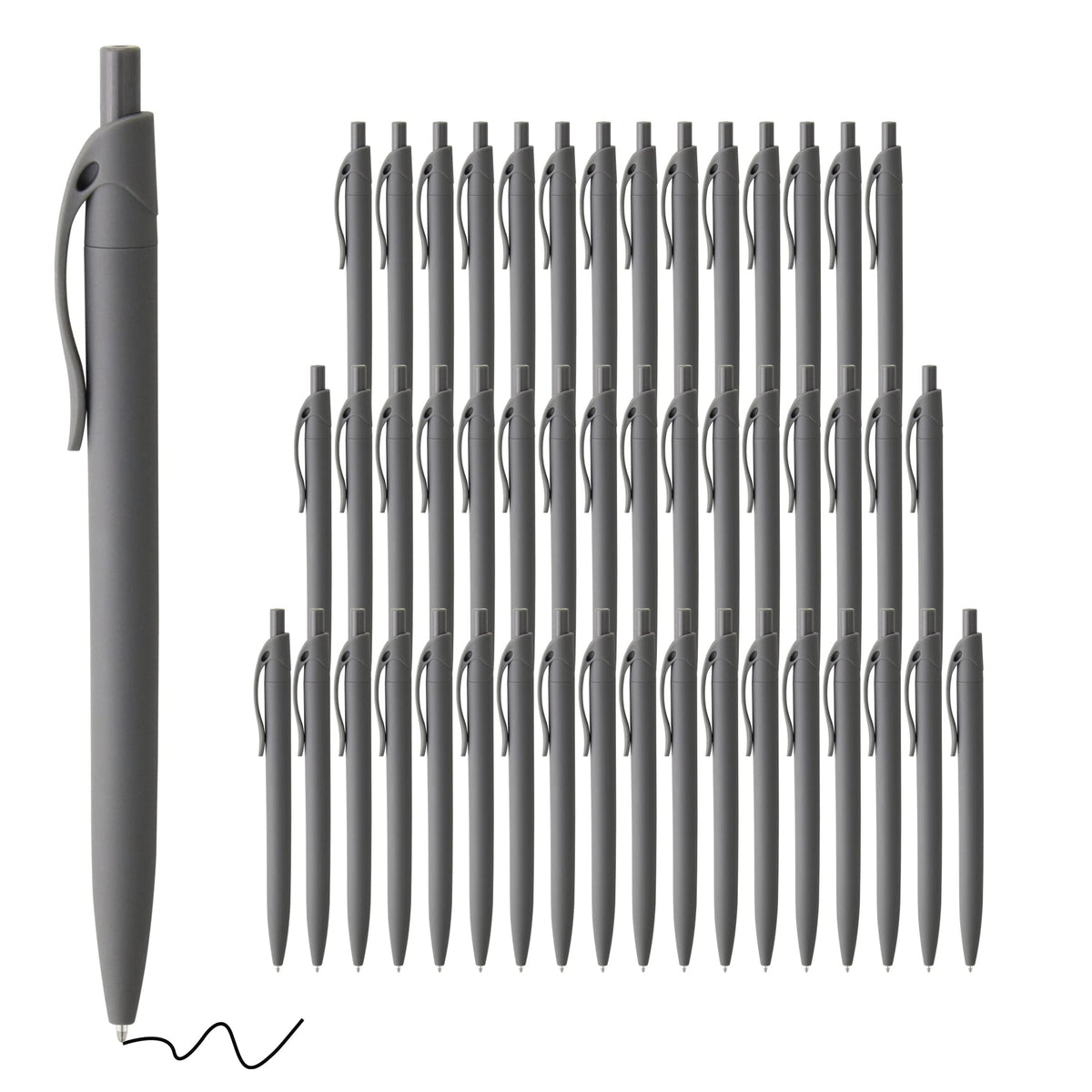 deegtran Pens Bulk, 50 Pack No Bleed Grey Barrel Black Ink Click Pens, Wholesale Retractable Ballpoint Pens, Pen Medium Point, Smooth black Ink Pen, 1.0MM