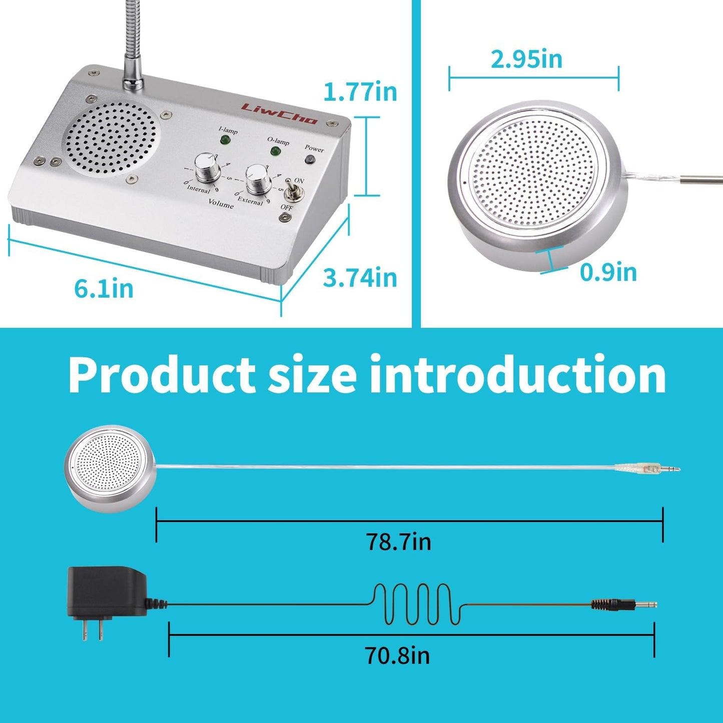LiwCho Dual-Way Window Intercom System,High Power Speaker,Microphone Speaker for Teller Window, Two Way Interphone for Bank,Hospital,Business,Office.