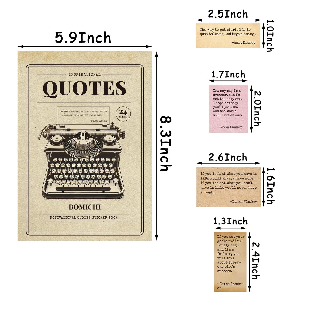 Bomichi Scrapbook Supplies - 24 Sheets 246 Pcs Word Quote Stickers, Junk Journal Supplies for Scrapbooking, Bullet Journal, DIY Craft Card Making