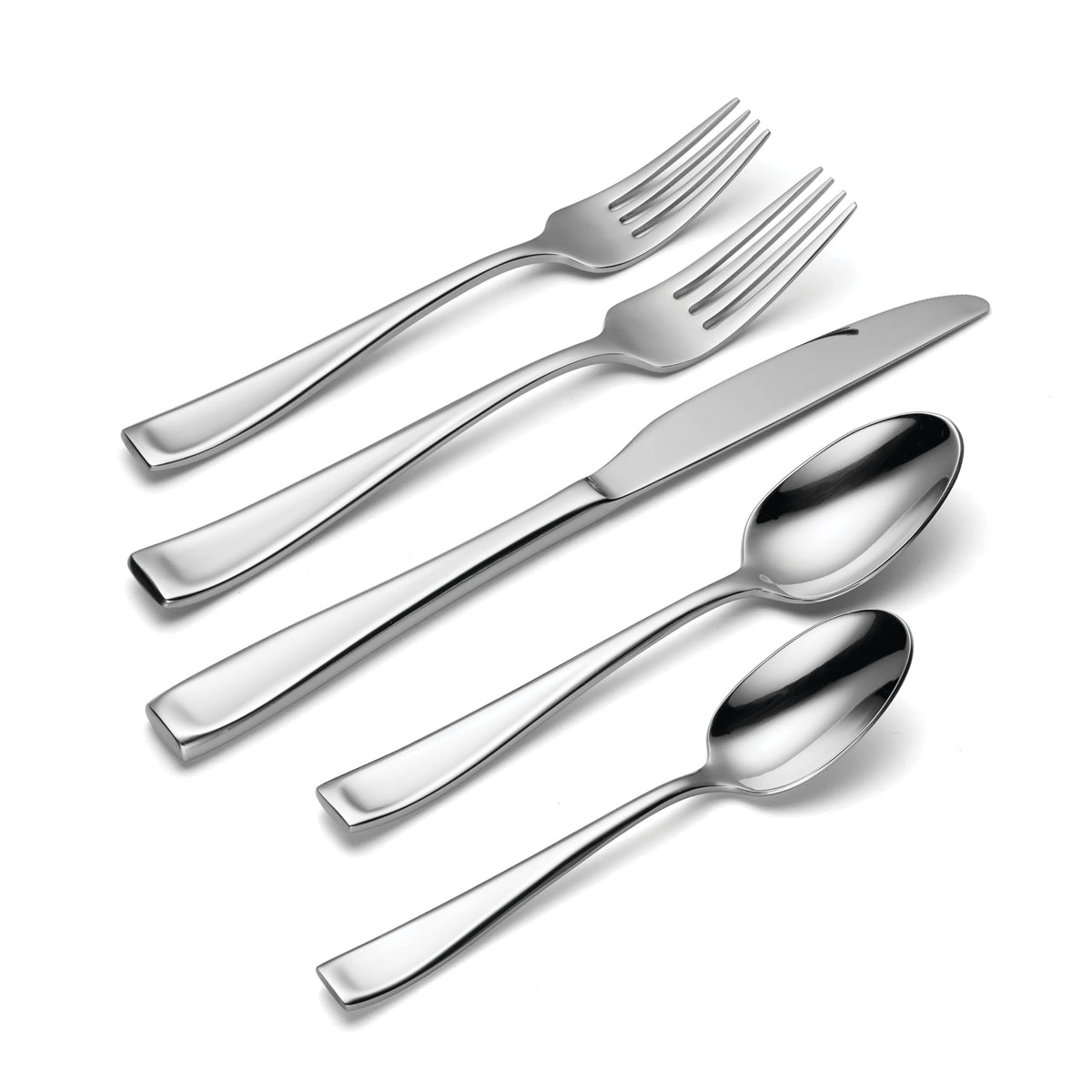 Oneida Silverware Set For 12, Moda 65-Piece Fine Flatware Set with Serving Utensils, Service For 12, 18/10 Stainless Steel, Dishwasher Safe For home, Knives Spoons and Forks Set (Silver, 65 pieces)