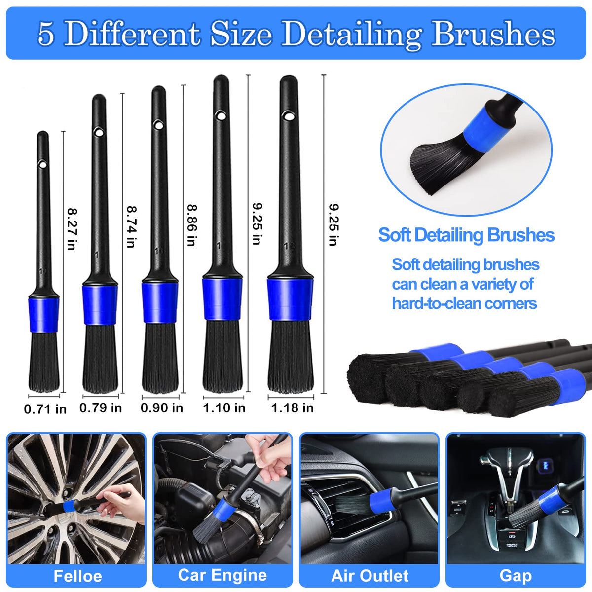 TTRCB 27Pcs Car Detailing Kit, Car Cleaning Kit, Car Detailing Brush Set, Drill Brush Set, Car Detailing Brushes, Car Wash Kit, Car Accessories, Car Cleaning Supplies for Interior, Exterior, Wheels