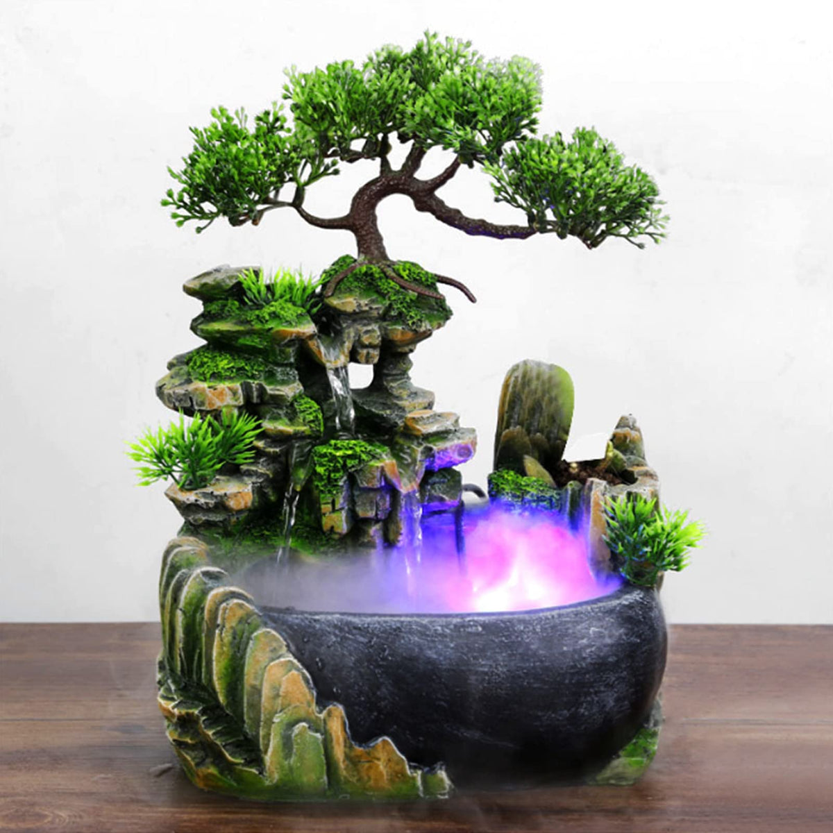 TOPINCN Rockery Stream Tabletop Fountain, Zen Meditation Indoor Waterfall Feature with Automatic Pump and Switch, Desktop Fountain for Home Office Bedroom Decoration