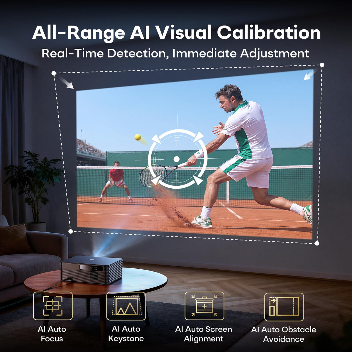 Boldever 1500 ANSI Google TV Smart Projector - 4K Projector with WiFi and Bluetooth, 20W HiFi Speakers Outdoor Movie Proyector, Auto Focus & Keystone Projector for Home Theater Indoor
