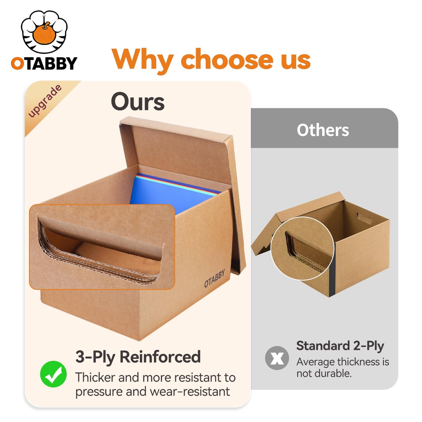 Archival Storage Boxes (4-Pack) - Extra Strong 3-Ply Side Walls, Heavy-Duty Kraft Board, Ready-To-Assemble with Handles and Lids for Files and Photo Storage, Legal/Letter Size 12x16x10 Inches