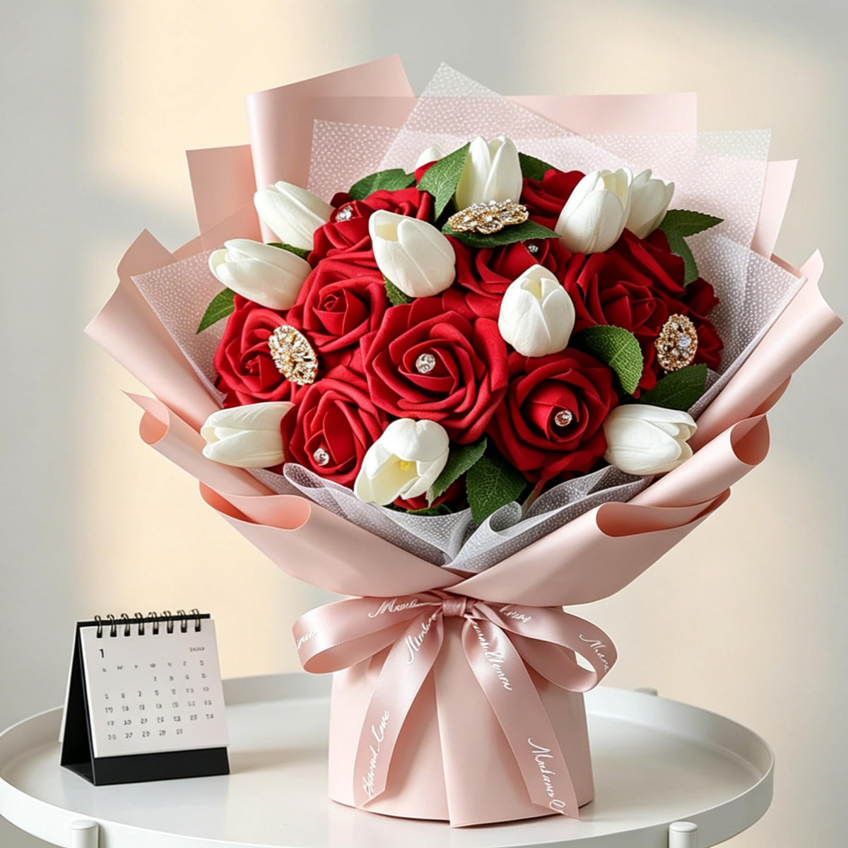 AmyHomie Artificial Flowers Dark Red Rose 50pcs Real Looking Fake Roses w/Stem for DIY Wedding Bouquets Centerpieces Arrangements Party Baby Shower Valentines Day Christmas Tree Decorations