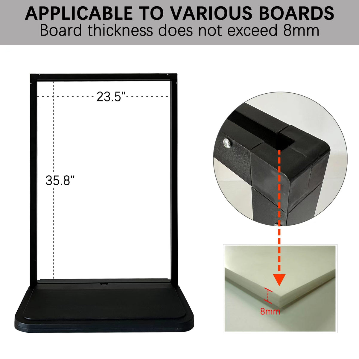 4U Media&Displays Outdoor Banner Stand Board Sign Holder Stand Display with Water Refillable Base -- 23 ½"x35 ½ (NEW A-Frame) with Wheels
