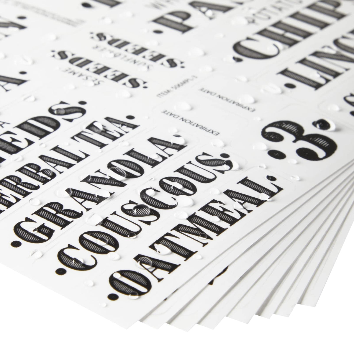 Talented Kitchen Clear Vinyl Pantry Labels for Food Containers - Waterproof & Repositionable for Kitchen Jars - Farmhouse Pantry Organization - Preprinted Baking Labels - Pack of 154, Assorted Sizes