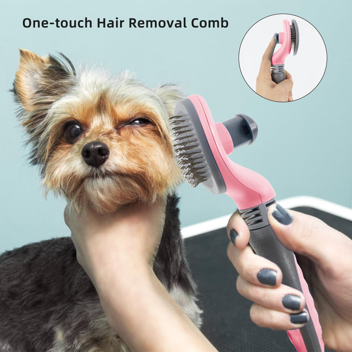 Wisedog Dog Grooming Kit 7PCS - Cat Nail Clipper with Nail File, Dematting Comb for Dogs, Flea Comb, Bath Brush, Hair Removal Mitts (Upgraded Pink)