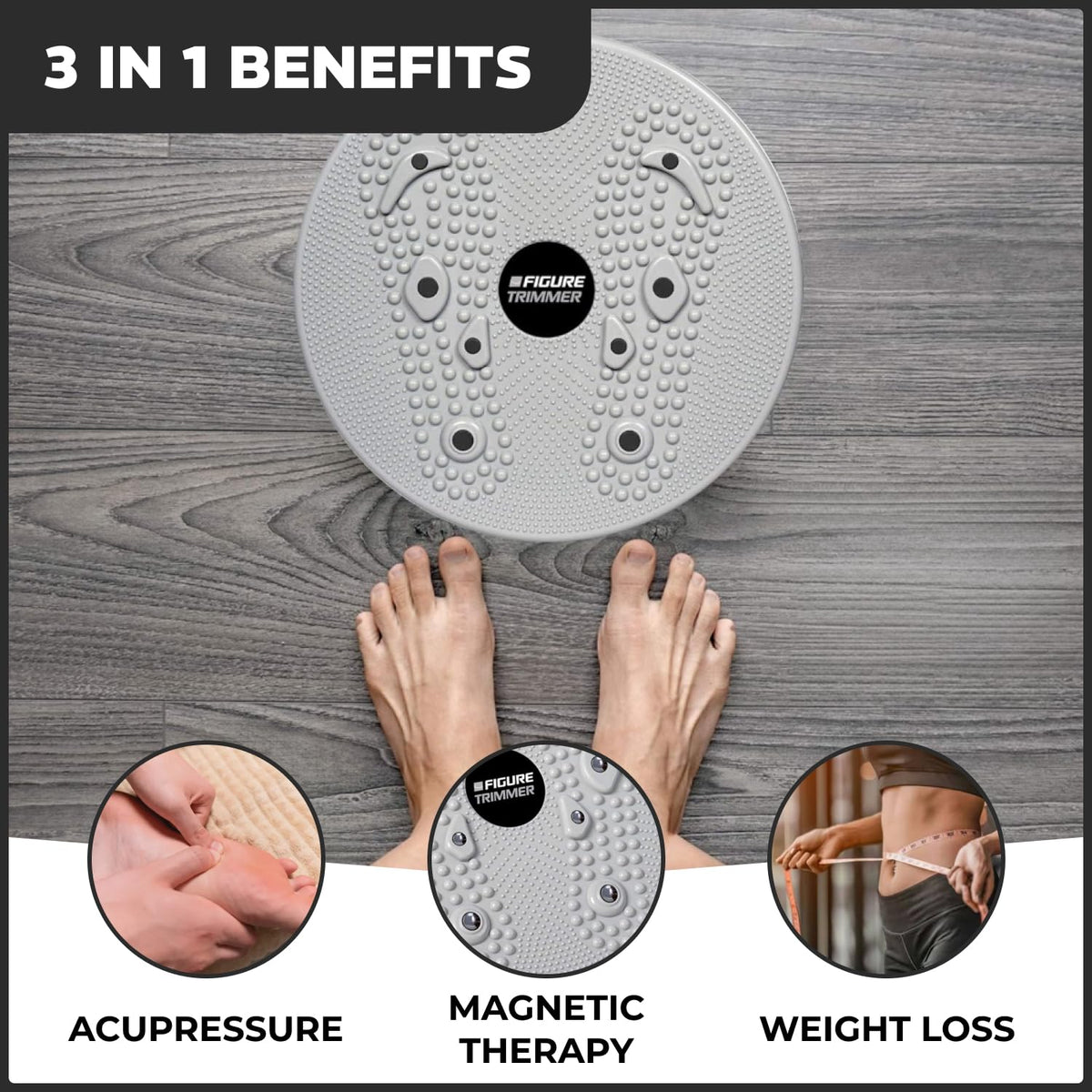 Figure Trimmer Core Abs Twister Board - Waist Sculptor Twister Board for Core & Ab Exercise - Waist Twisting Disc, Dizzy Disc Twist Board for Slimming Workout with 8 Magnets Reflexology