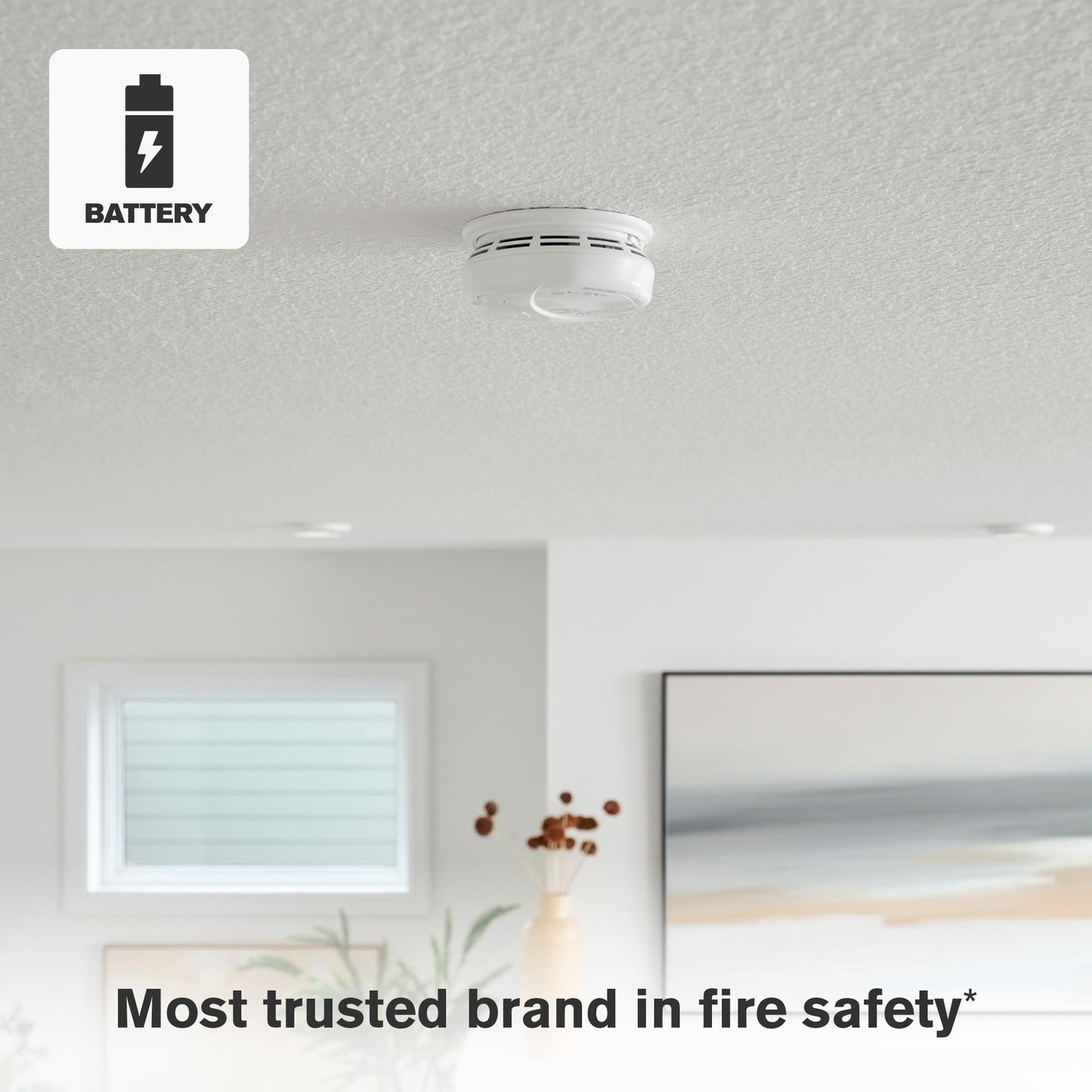 New 2025 First Alert SMCO410 Z-Wave Battery-Powered Smoke Detector & Carbon Monoxide Alarm, Works with Ring Alarm Base Station, Single Pack, White