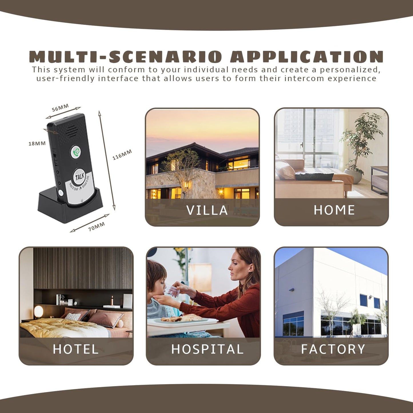 Wireless Intercom with HD Clarity, 1000ft Range, Rechargeable 1800mAh Battery, Easy Setup for Indoor Outdoor, Elderly & Kids Room Communication