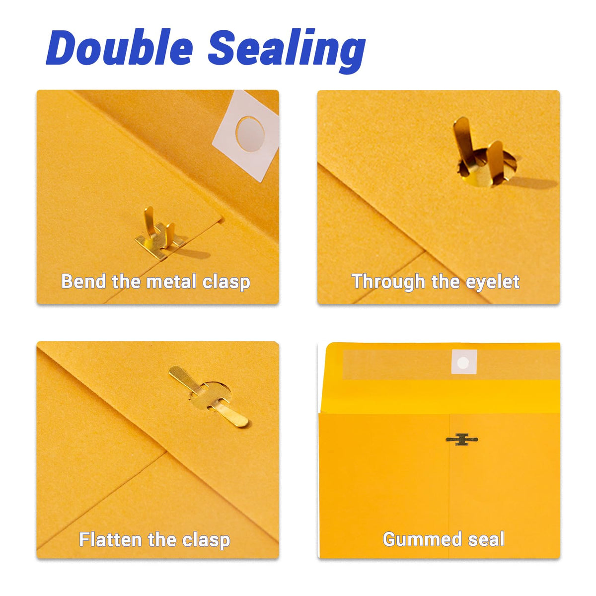 50 Pack Expandable 9x12 Manilla Envelopes with Clasp and Gummed Seal, Goefun 180 GSM Heavyweight Large Yellow Manilla Envelopes 8.5 x 11 for Documents, for Home, Business, School Use