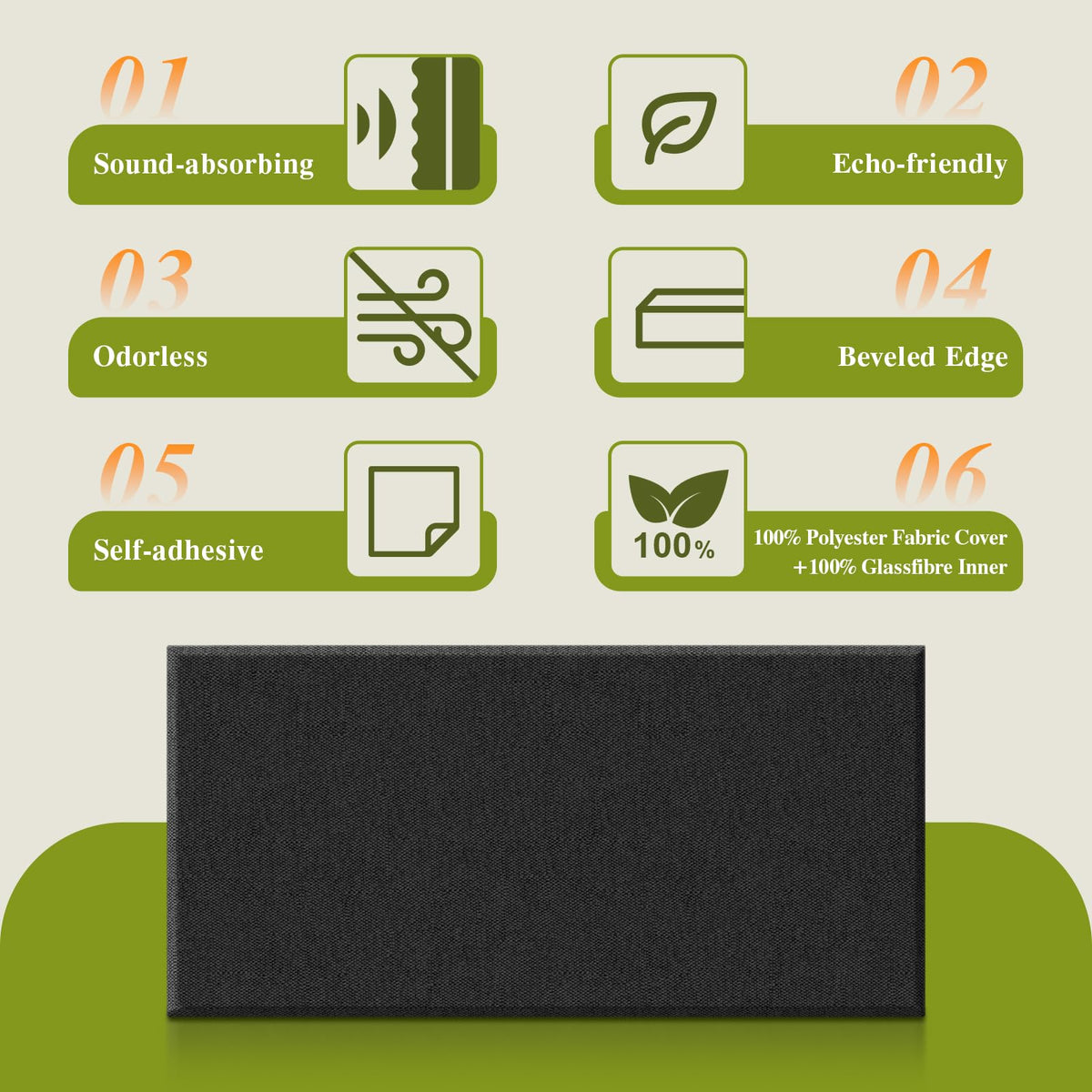 Laapee 4 PCS Acoustic Wall Panels, 23.6" x 11.8" Fiberglass Sound Absorbing Wall Panels with Easy Install & Class A Fire Rating, for Studio/Office/Home Theater & Gaming Rooms (Black)
