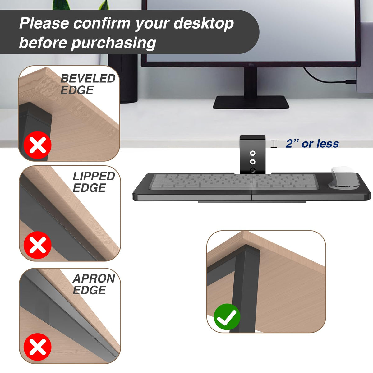 Large Under Desk Rotatable Computer Keyboard and Mouse Tray, Extra Sturdy Desk Swivel Clamp, Ergonomic Keyboard & Mouse Tray for Typing in Home, Office Work, 23 x 10 Inch