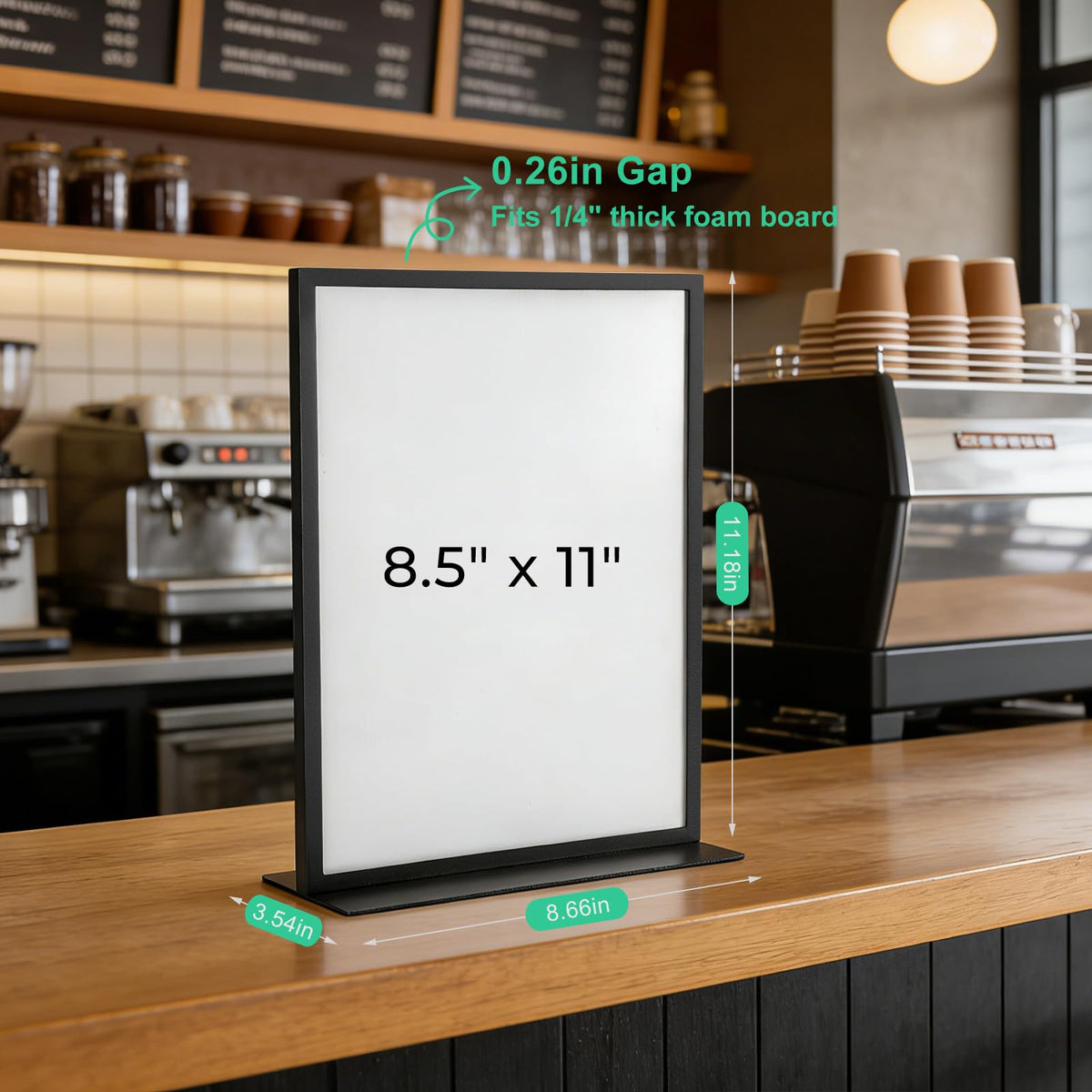 PUEGA 2pack Tabletop Metal Sign Holder, 8.5"x11" Stainless Steel Double Sided T Shape Menu Display Stand for Office Store Restaurant Hotels