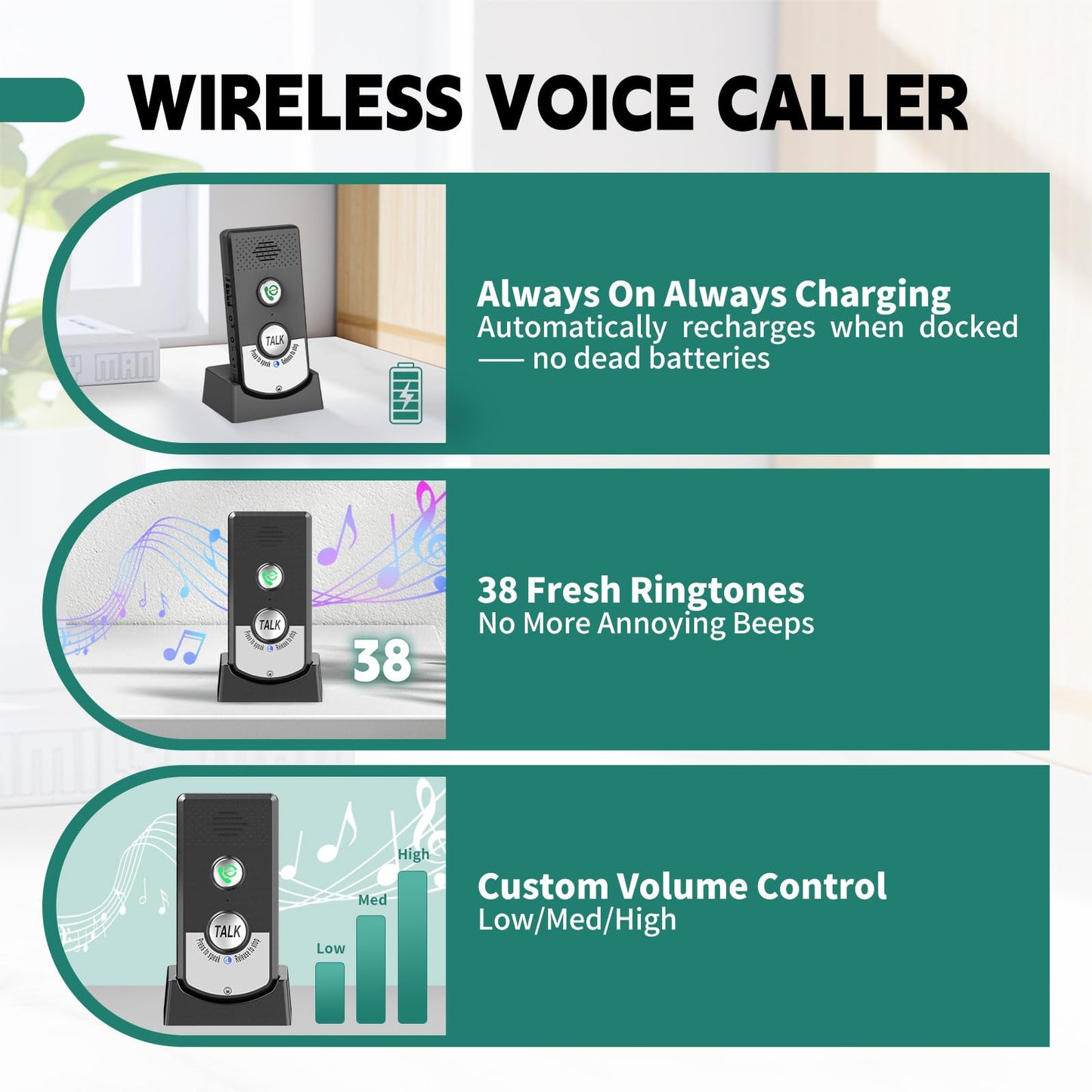 2 Way Wireless Intercom, Portable 1000m Long Range Intercomunicador Home Communication System Doorbell Unit, Range Indoor Intercoms Calling System Room to Room Intercom for House, Hospital, Hotel