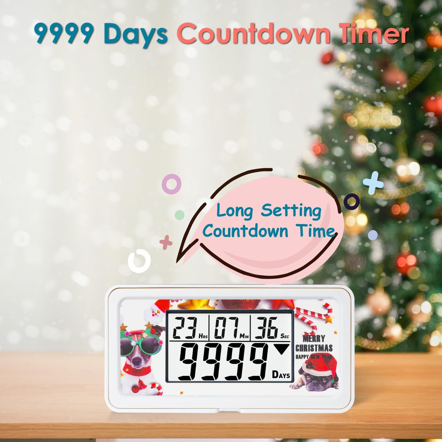 NInE-ROnG Backlight Digital 9,999 Days Countdown Timer Big LCD Display Count Down for Retirement Vacation Graduation Christmas Weddings Birthdays Children's Day Halloween and Other Scenes (WT-10)