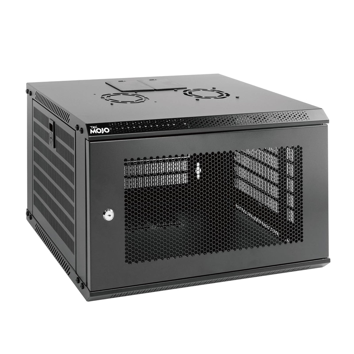 Tecmojo 6U Wall Mount Rack Network Cabinet for 19" IT Equipment,with Lockable Mesh Door and Side Panels,Cooling Fan,450mm Depth (Standard 6U/450mm Deep), Mesh/Black