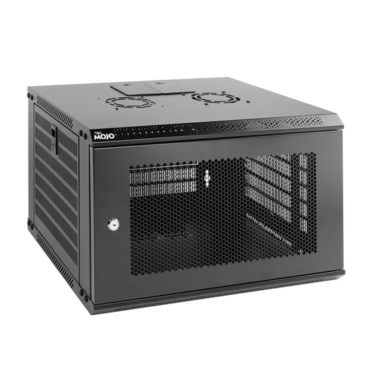 Tecmojo 6U Wall Mount Rack Network Cabinet for 19" IT Equipment,with Lockable Mesh Door and Side Panels,Cooling Fan,450mm Depth (Standard 6U/450mm Deep), Mesh/Black