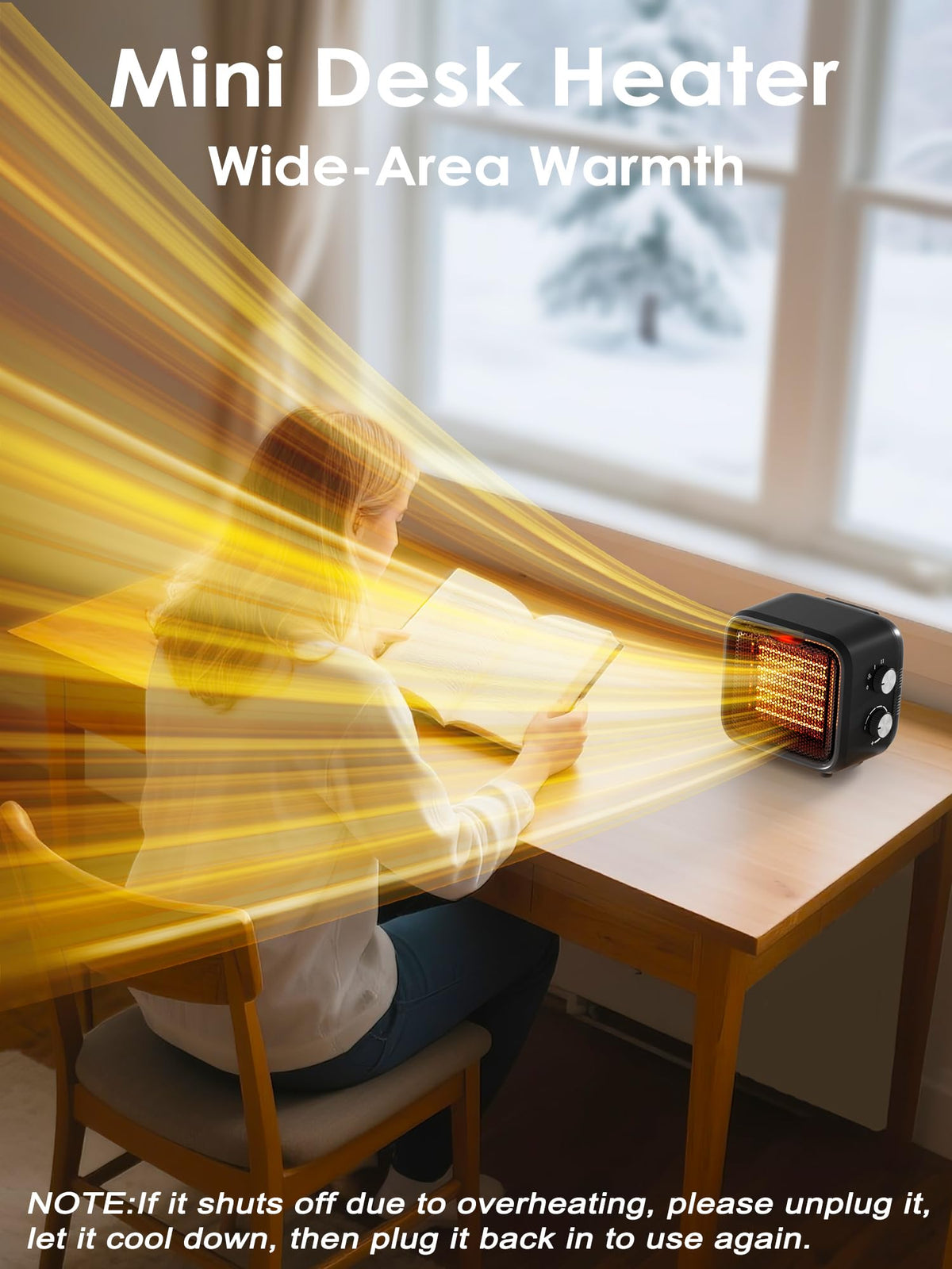 Csakri Small Space Heater, 1500W Mini Desk Heater for Office, Portable PTC Ceramic Heater with Thermostat, 2S Fast Heating, Safe & Quiet for Bedroom, Bathroom, Under Desk & Indoor Use