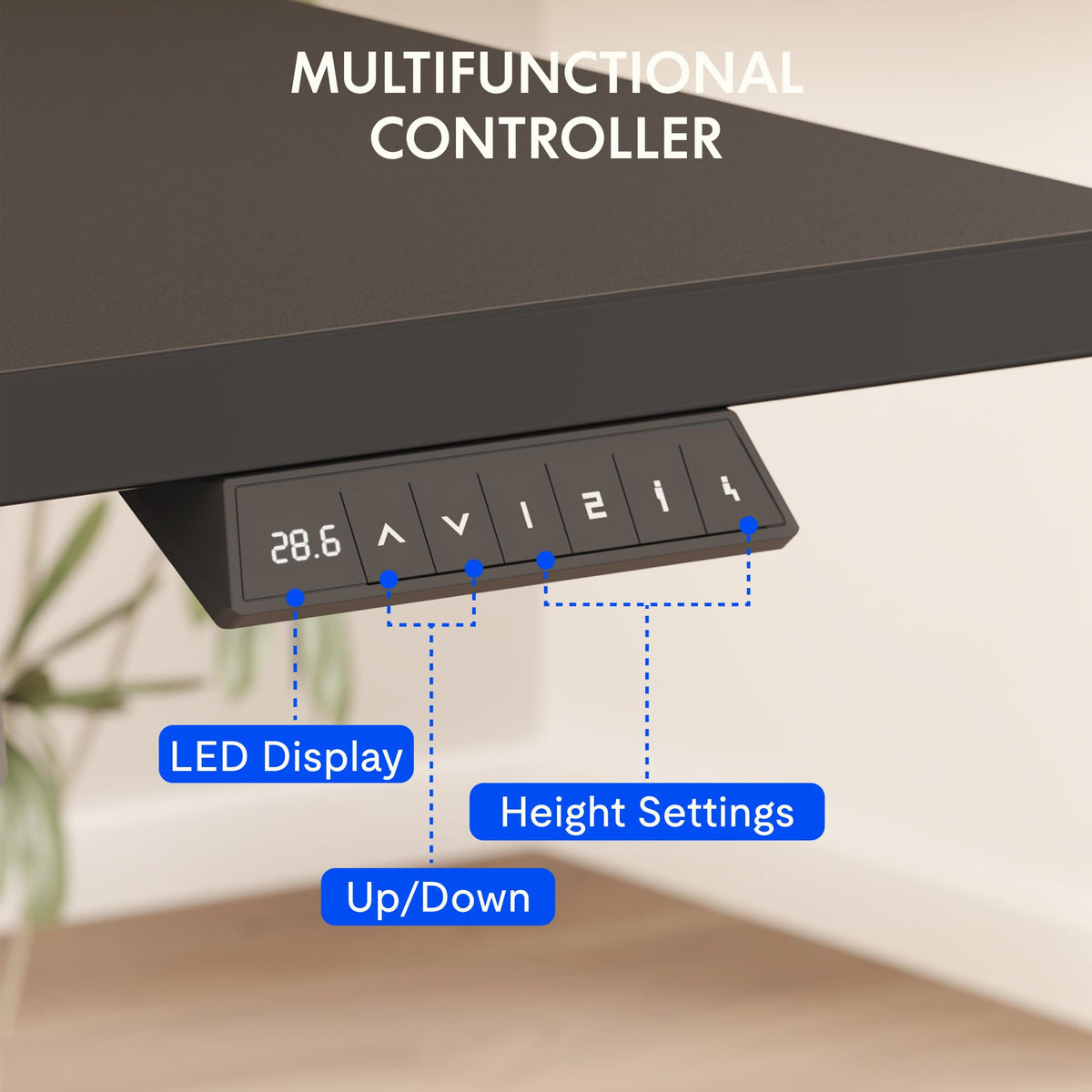 FLEXISPOT EN2 Whole-Piece Standing Desk with Clamp Power Strip, 55 x 28” Electric Stand Up Height Adjustable Desk with Cable Management (Black Frame + 55" Black Top, 2 Packages)