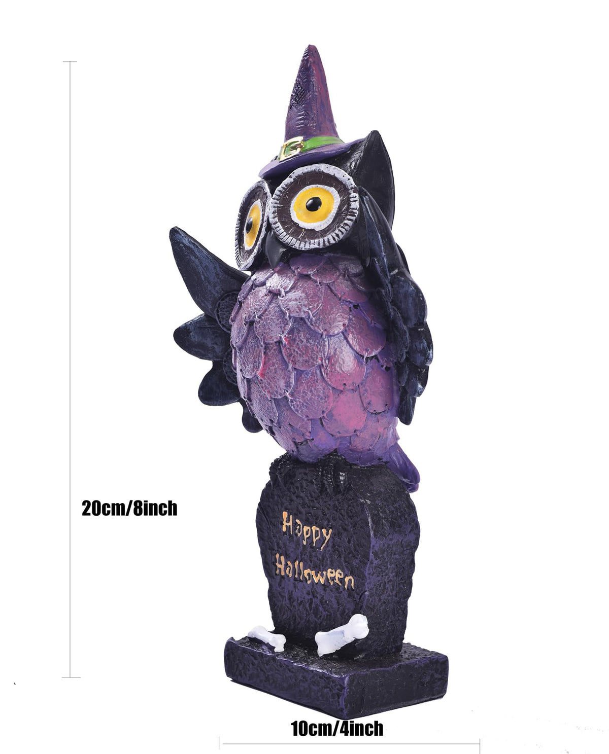 voiyio Resin Owl Statue Decor Home Indoor Halloween Party Decoration Figurine with Witch Hat Room Table Decoration Aesthetic Works of Art of Plastic (Purple)
